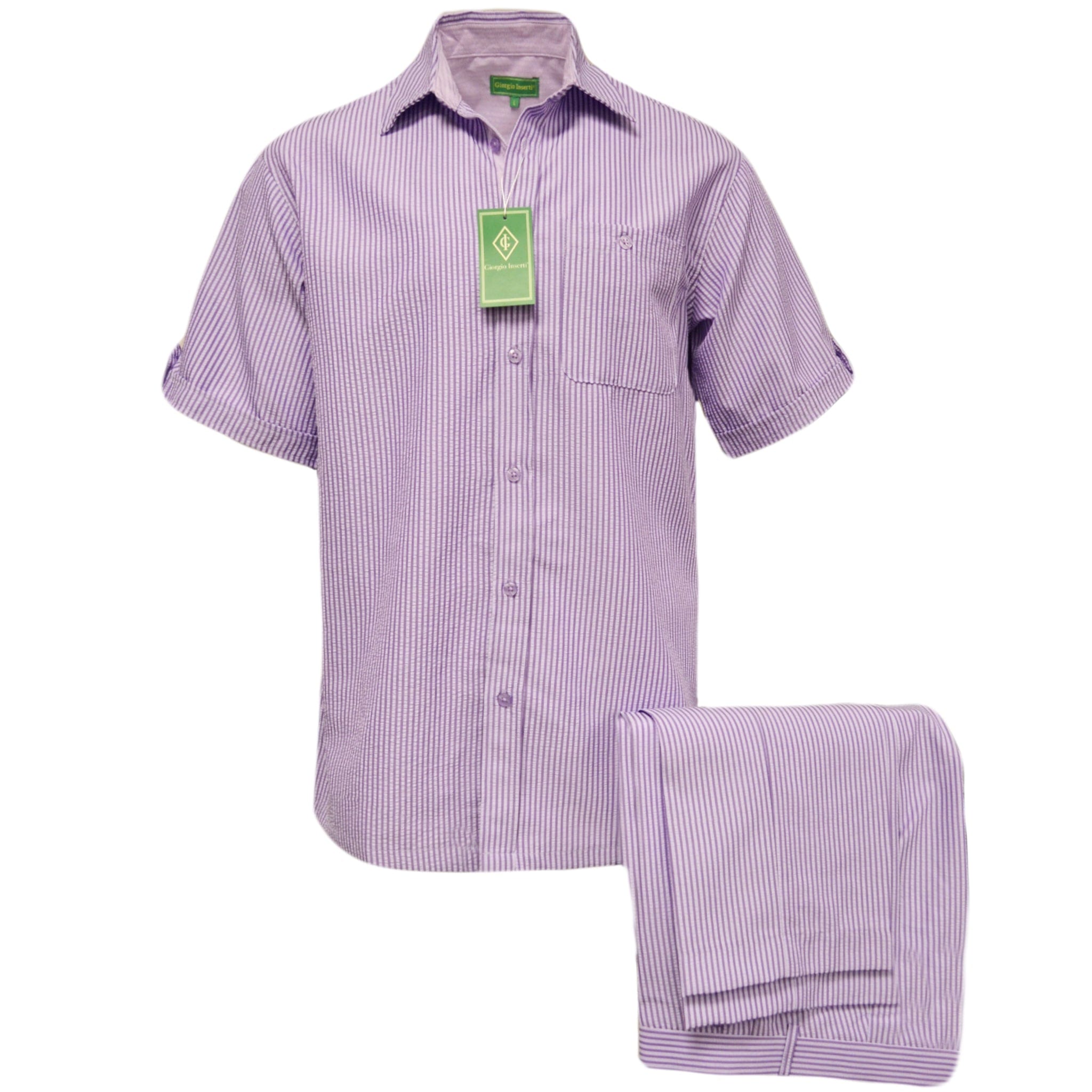 MERC USA, INC INSEARCH O FS PURPLE / MED GIORGIO INSERTI SEERSUCKER SUIT/Ss7287