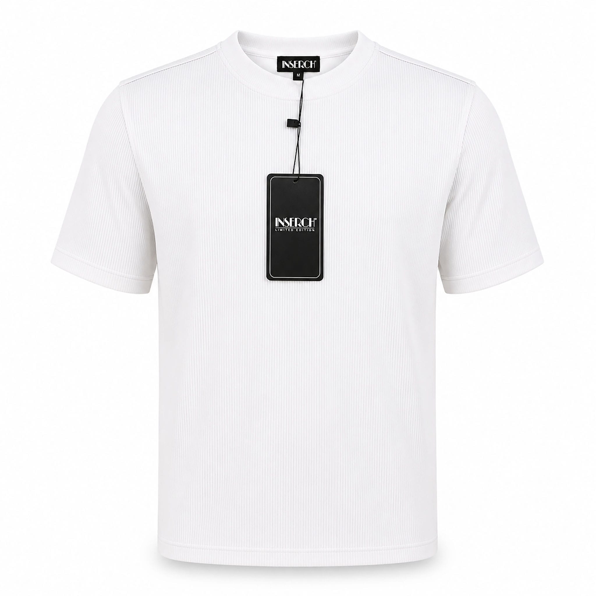 MERC USA, INC INSEARCH T P S 02-WHITE / MED Inserch Men’s Ribbed Short Sleeve Knit Shirt-T299