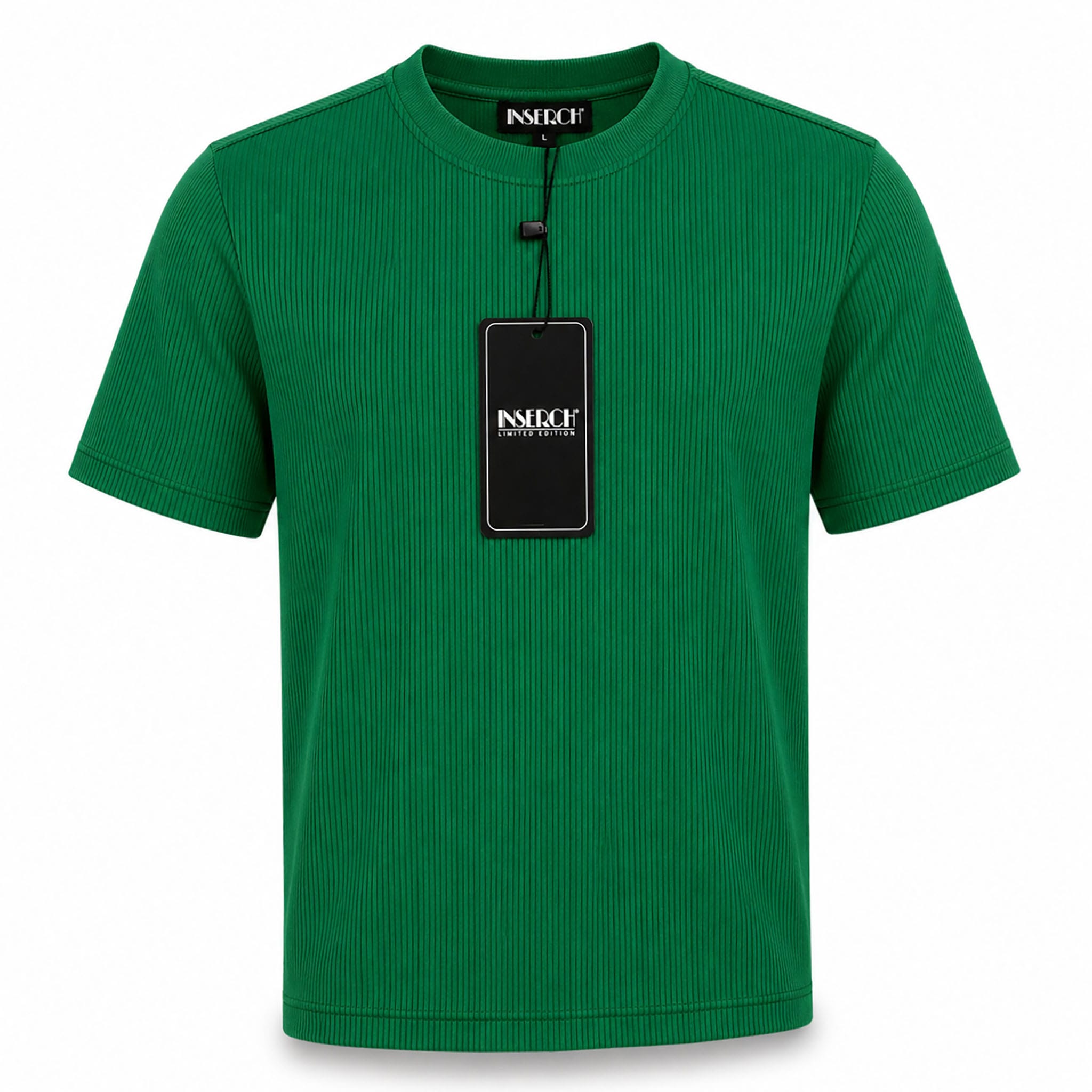 MERC USA, INC INSEARCH T P S 200EMRLD / MED Inserch Men’s Ribbed Short Sleeve Knit Shirt-T299