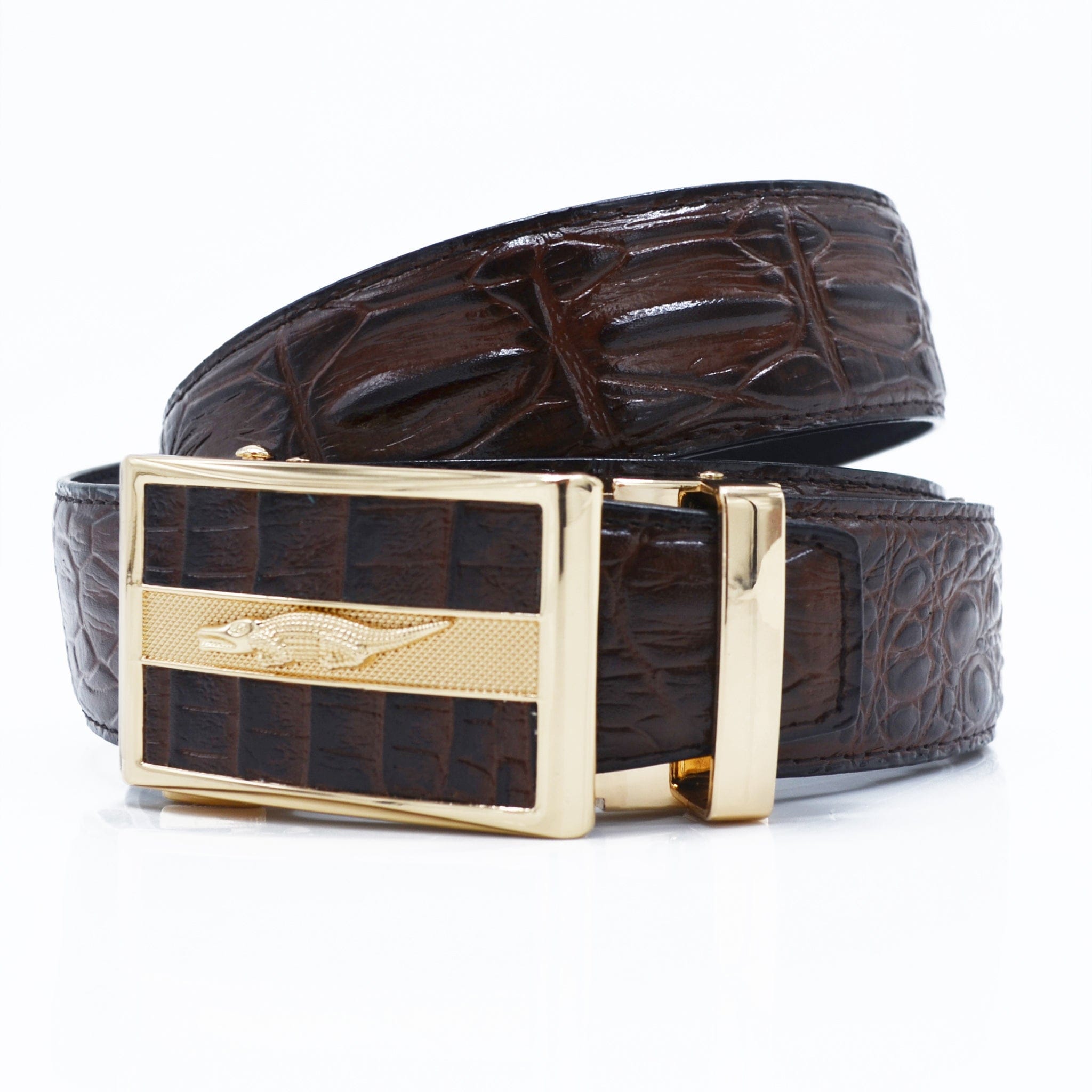 MilanoMensWear Belts GENUINE LEATHER BELT/DK.BROWN
