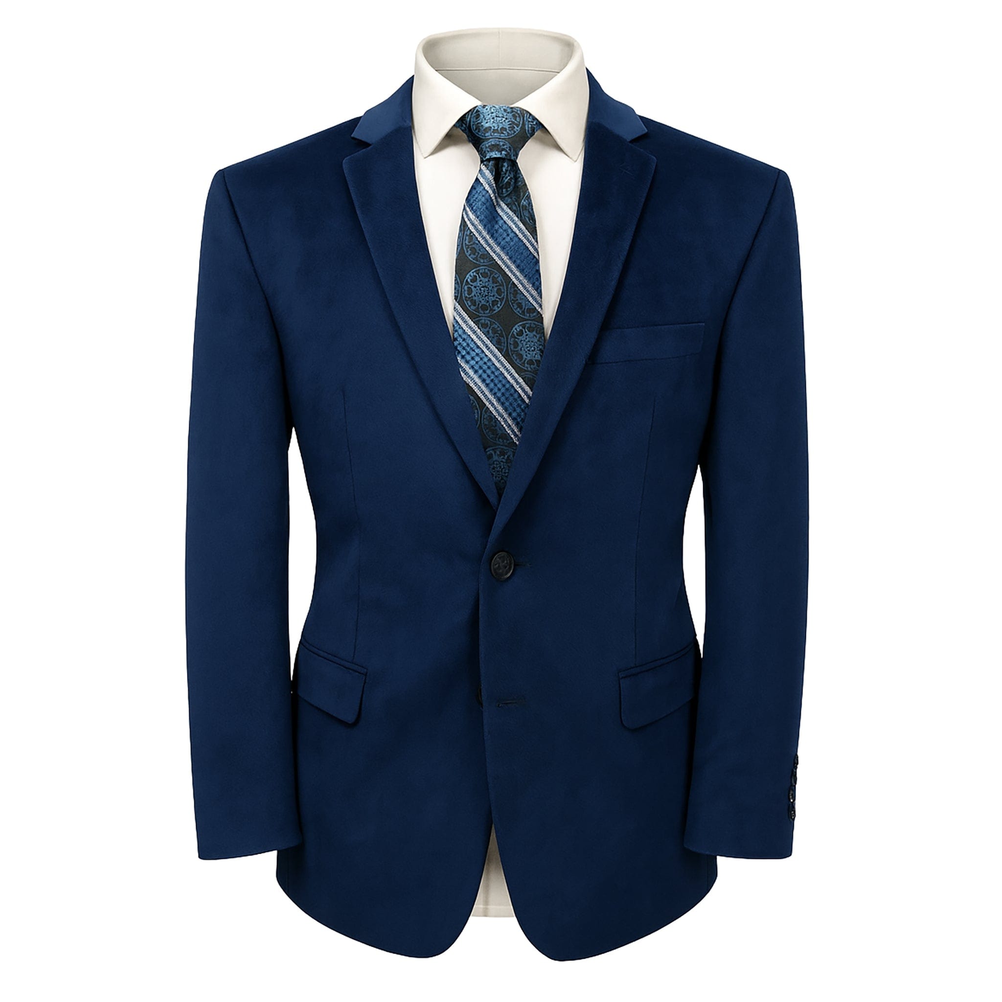 MilanoMensWear J CF NVY / 40 REG Men’s Velvet Single-Breasted Blazer