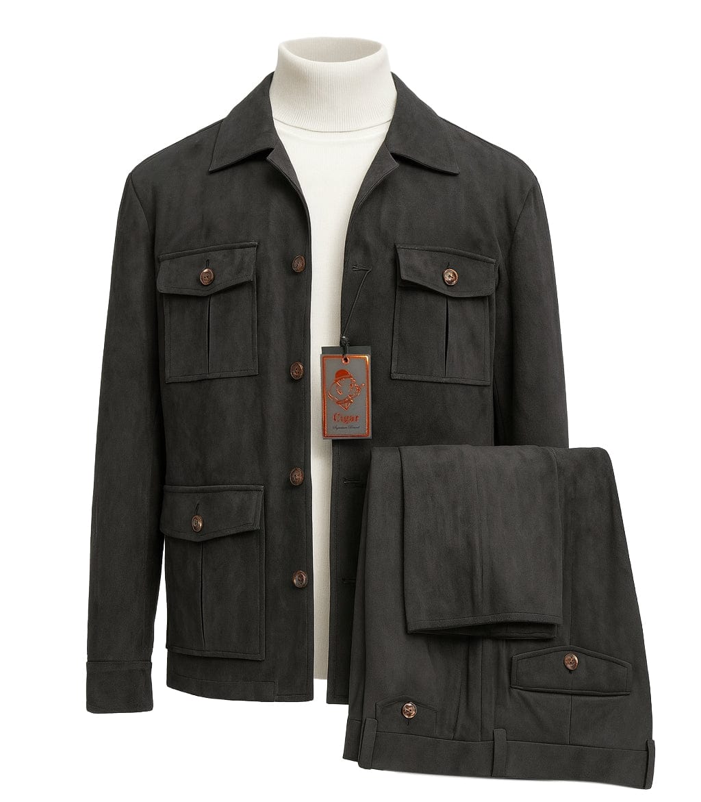 MilanoMensWear O FL BLACK / L CGR WALKING SUIT-CJP-744