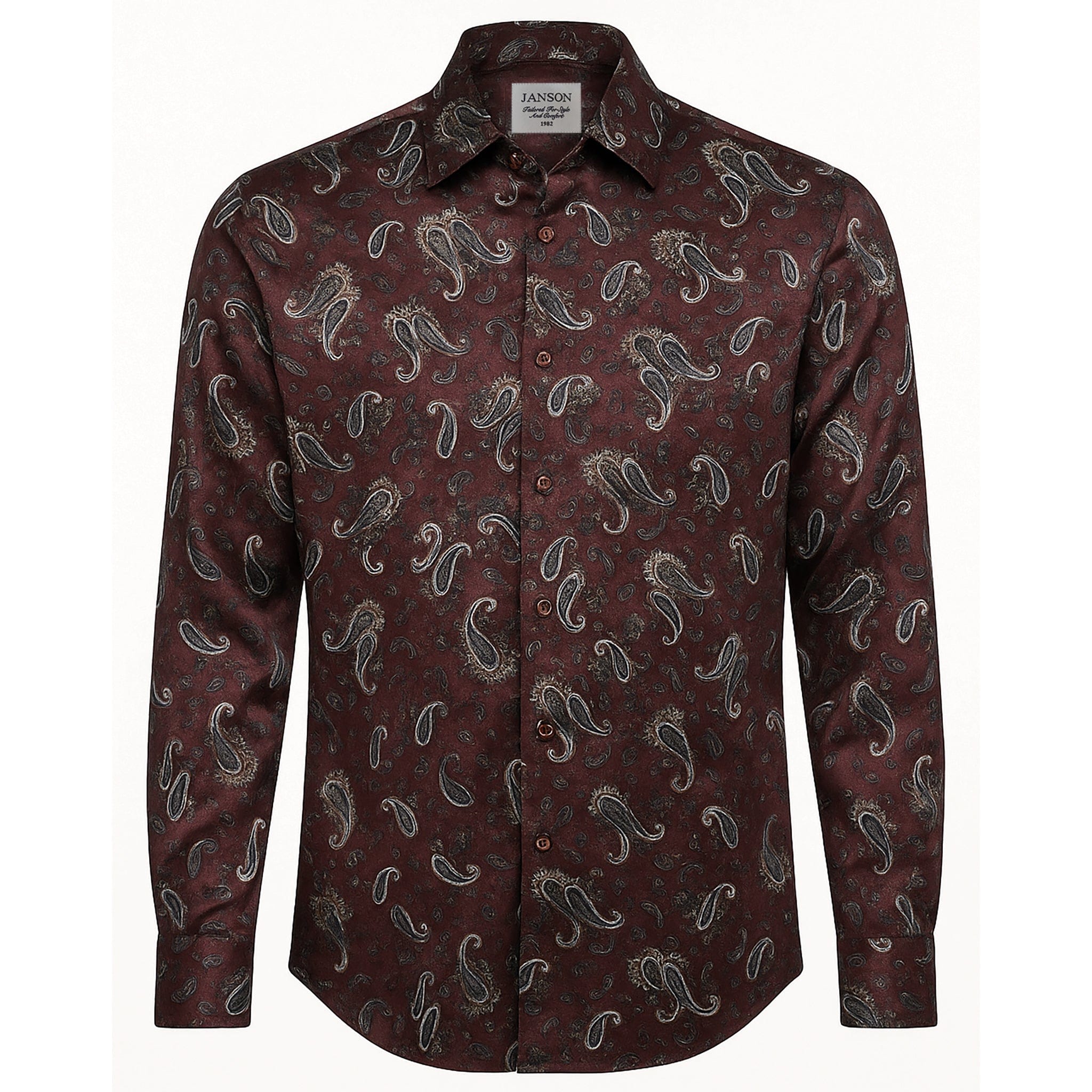 MilanoMensWear S AL M Janson Sport Shirt-100% Cotton Satin Finish, European Made