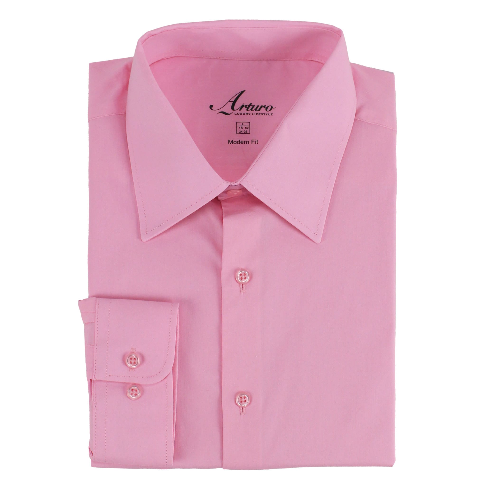 MilanoMensWear S C PINK / 15.5 DRESS SHIRT 34/35
