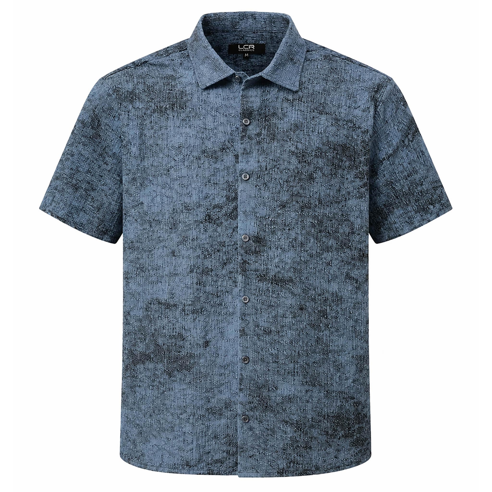 MONTERO INT., INC. S A S BLUE / SM Modern Pattern Short sleeve Shirt/Lc-100-s