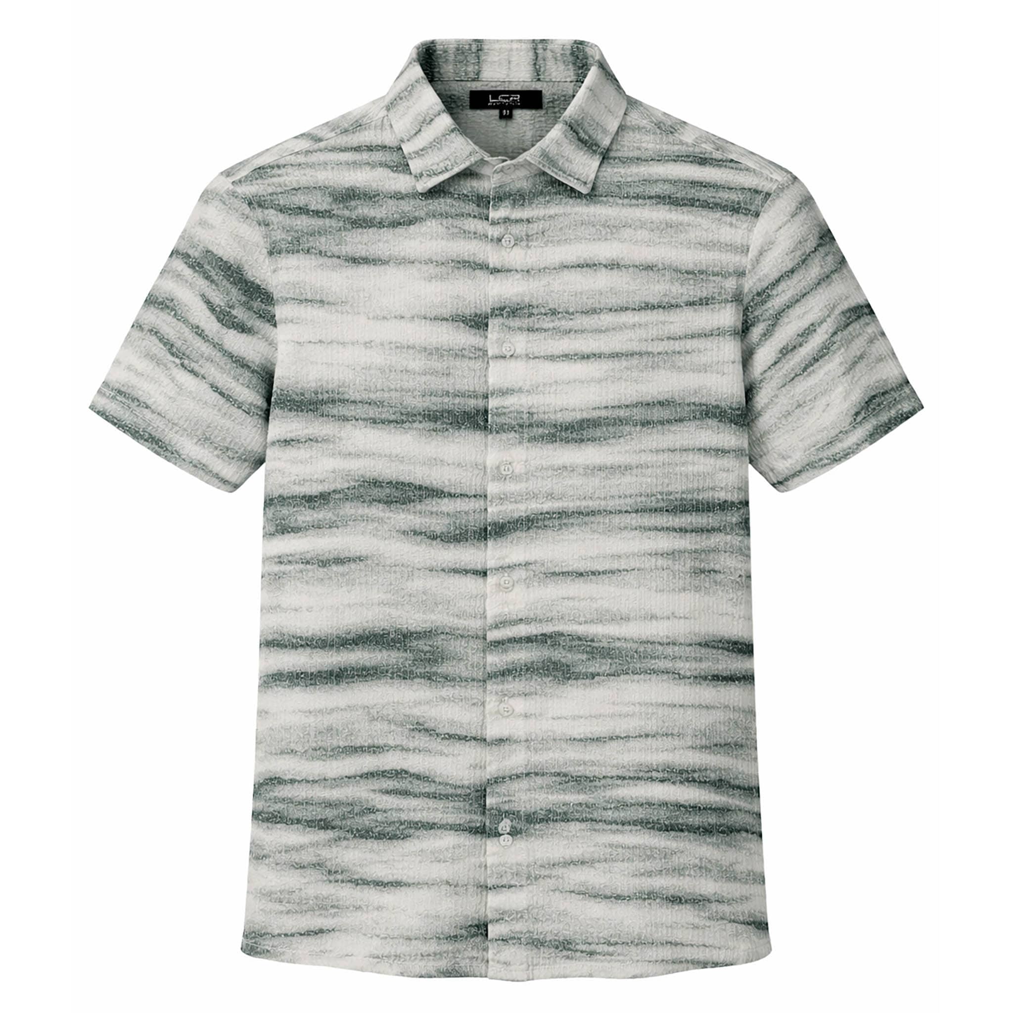 MONTERO INT., INC. S A S TEAL / MED Modern Pattern Short sleeve Shirt / Lc-101-s
