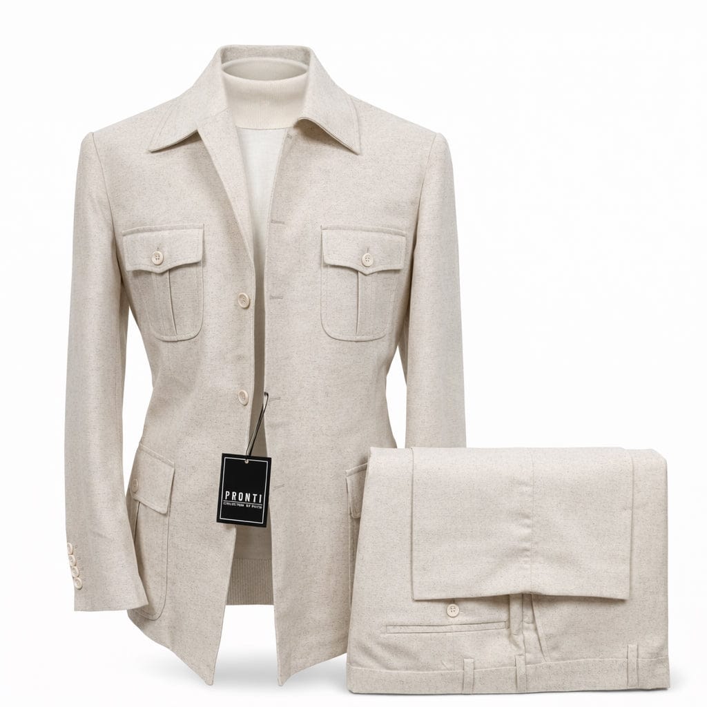 PHITA INTERNATIONAL CORP O F S *NATURAL / 1XLG PRONTI Linen Blend Walking Suit for Men / Bp8103