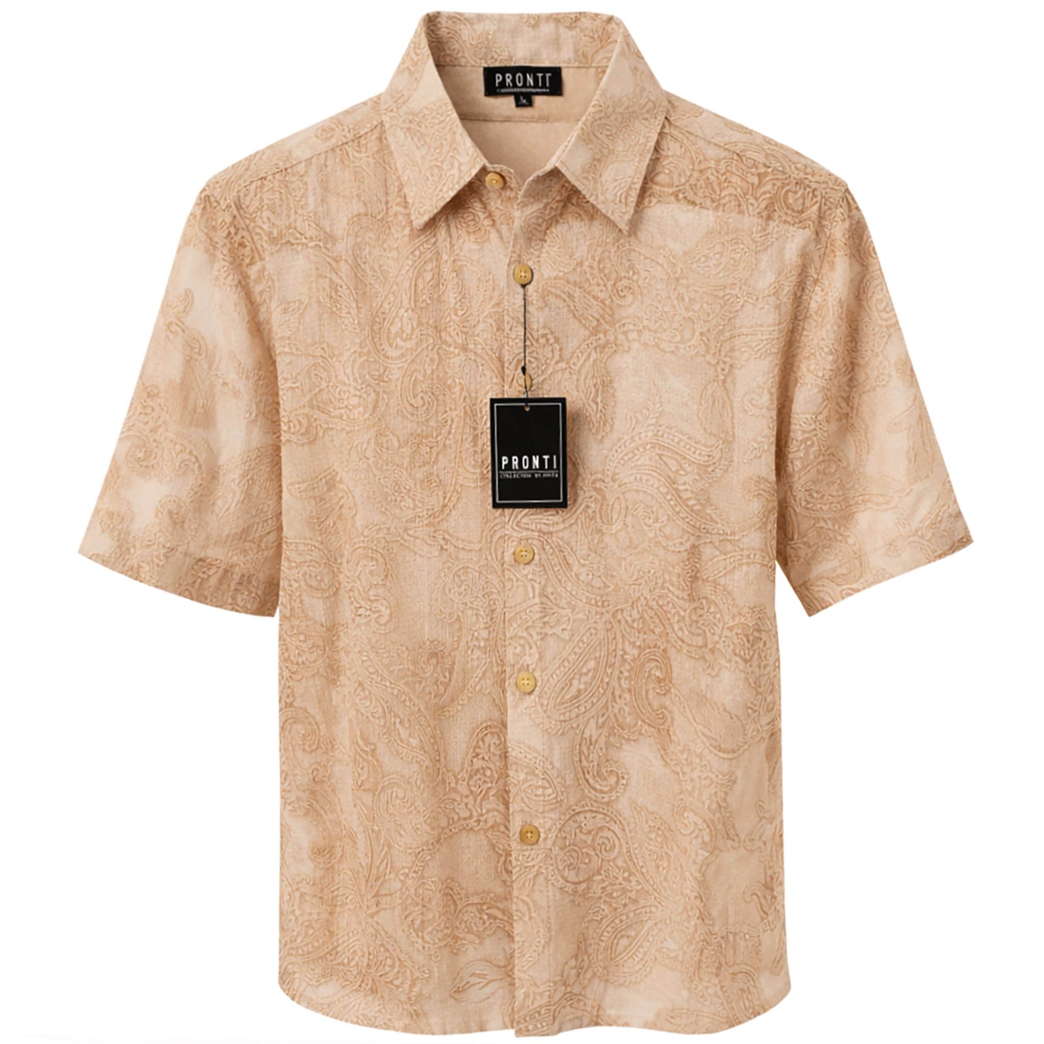 PHITA INTERNATIONAL CORP S A S LUGG / SM PRONTI Paisley Textured Short Sleeve Shirt for Men/S8703
