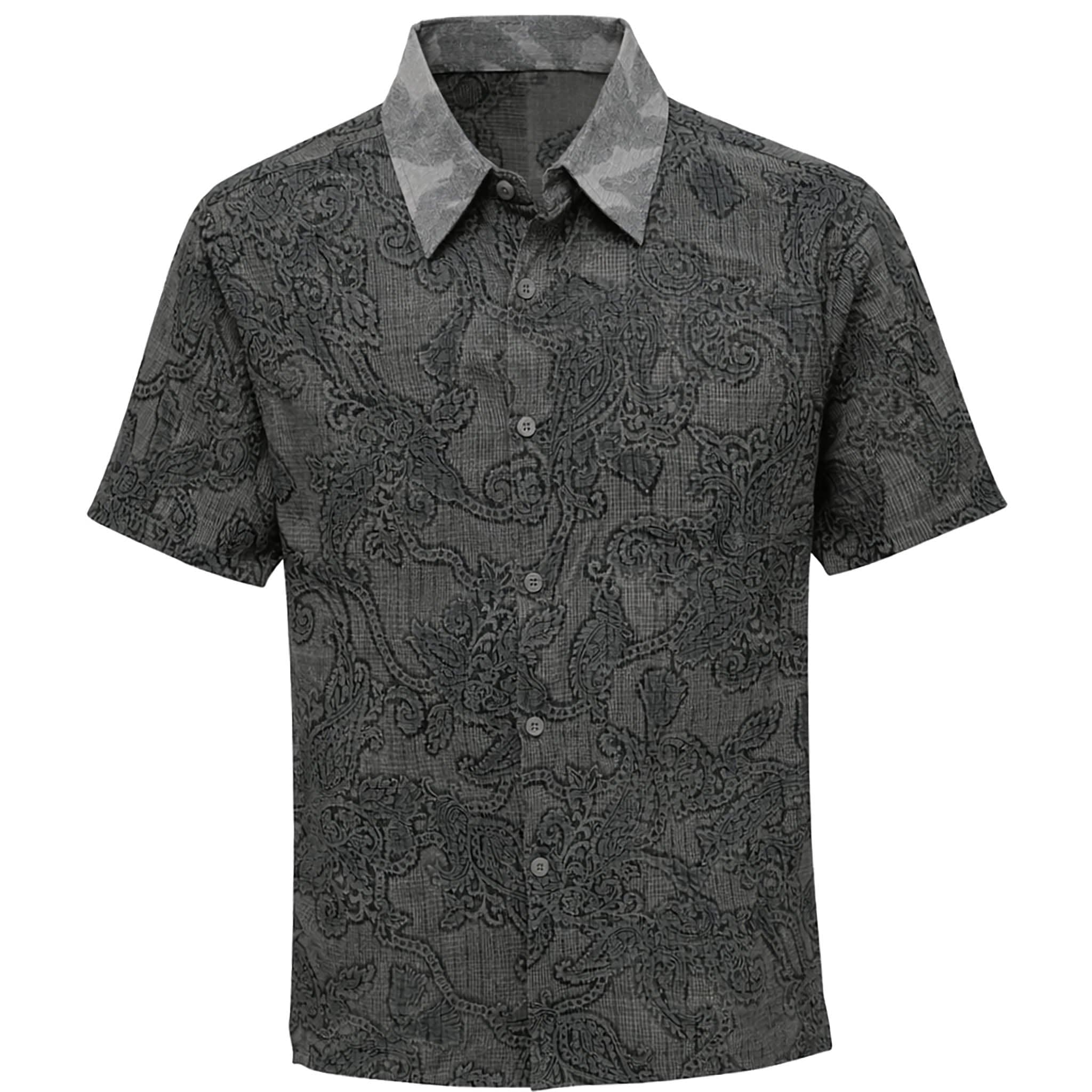 PHITA INTERNATIONAL CORP S A S GRAY / SM PRONTI Paisley Textured Short Sleeve Shirt for Men/S8703