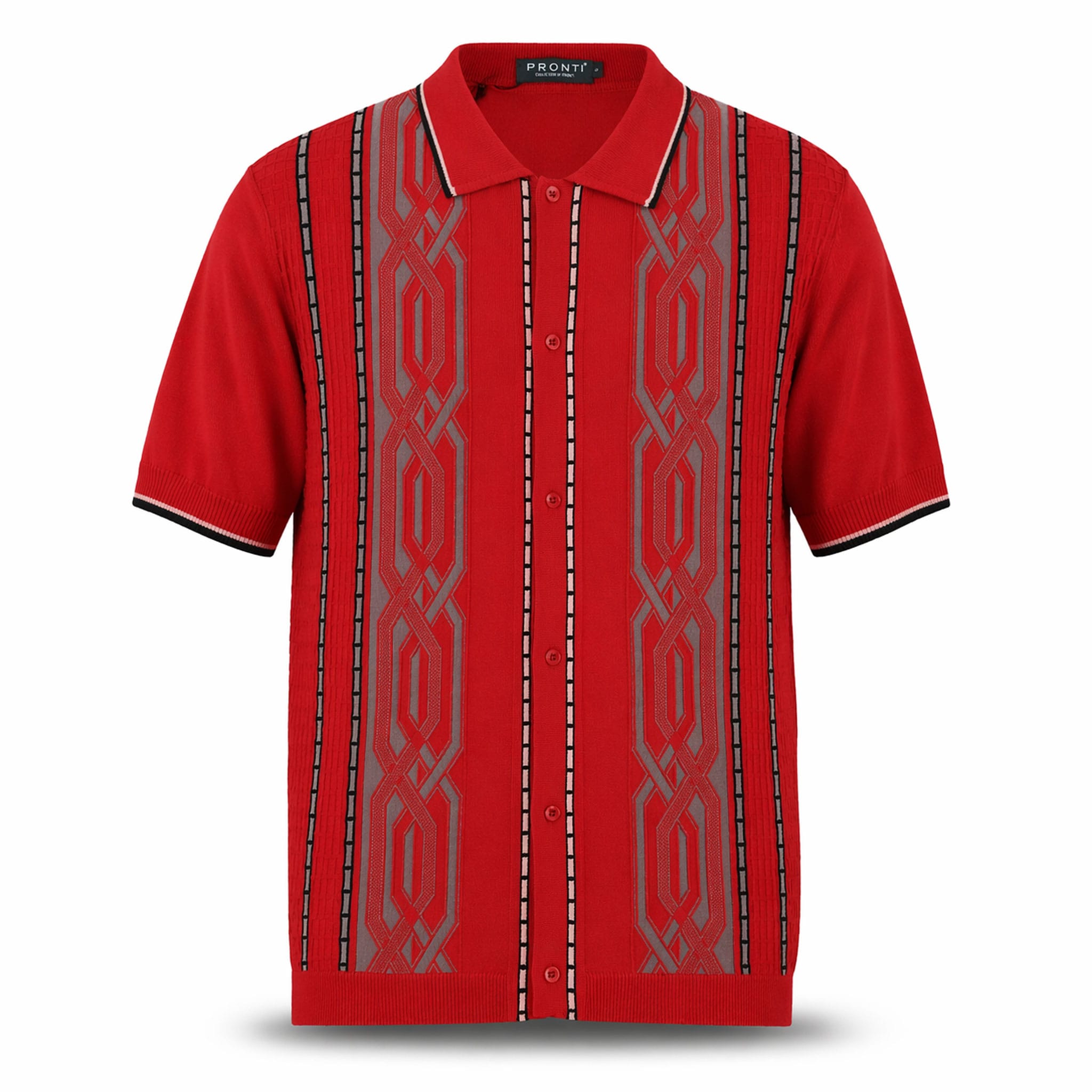 PHITA INTERNATIONAL CORP T P S RED / SM Pronti Short Sleeve Pattern Knit Shirt-K2018
