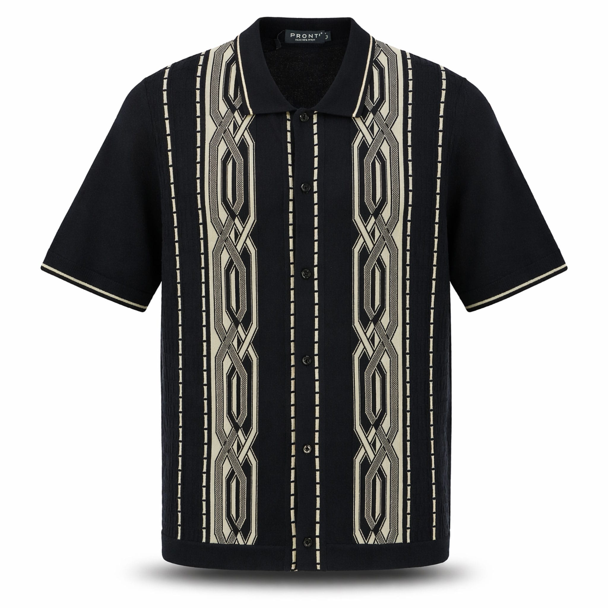 PHITA INTERNATIONAL CORP T P S BLACK / SM Pronti Short Sleeve Pattern Knit Shirt-K2018