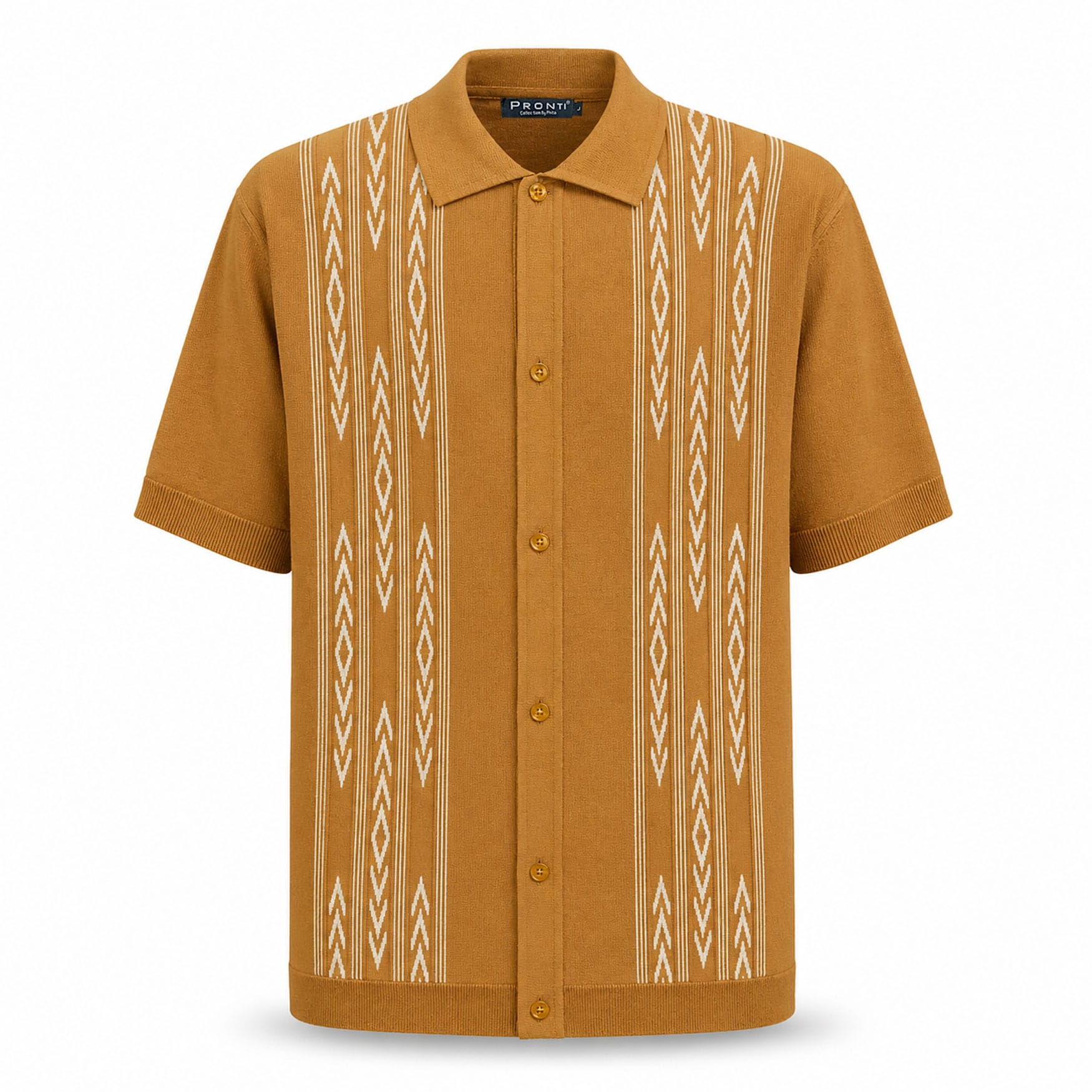 PHITA INTERNATIONAL CORP T P S LGG/TAN / SM Pronti Short Sleeve Pattern Knit Shirt/K2019