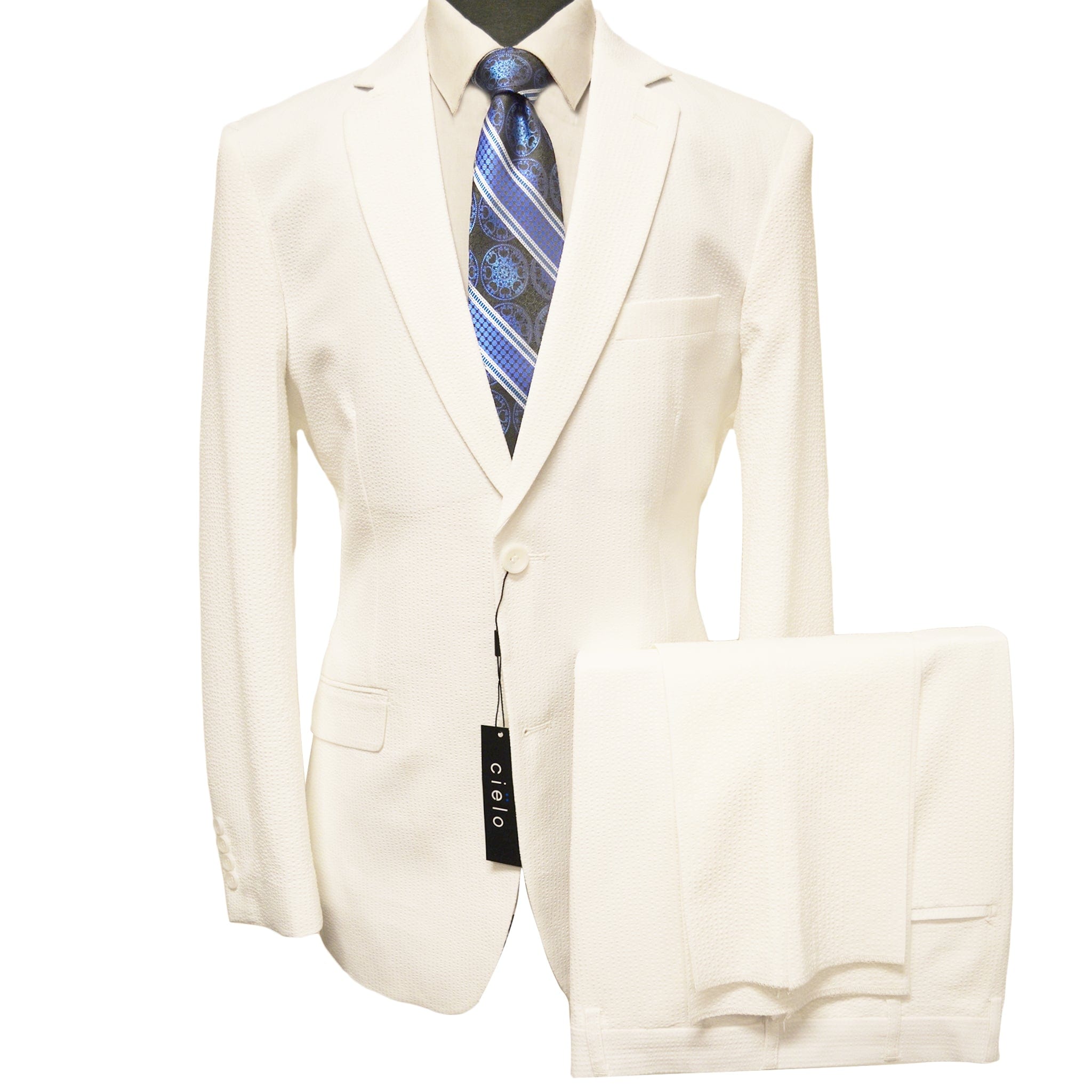 PHITA INTERNATIONAL CORP U SM WHITE / 40 REG CIELO SEERSUCKER SUIT/BP6782