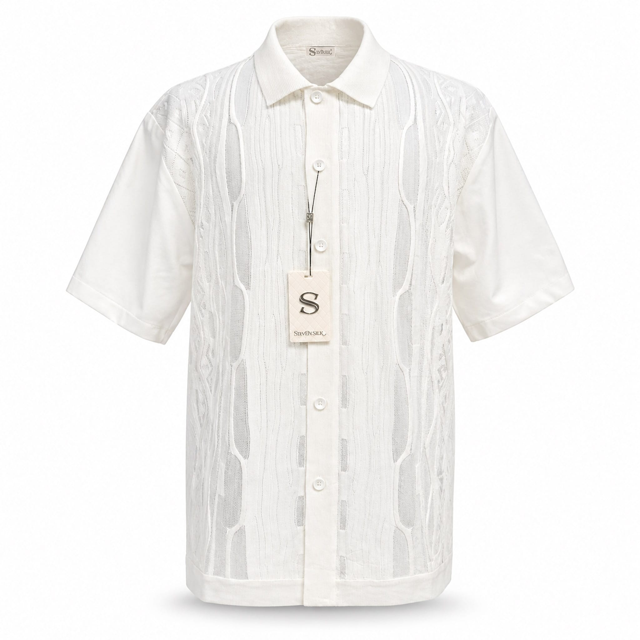SAFIRE INC.(SILVERSILK) O F S Silversilk Short Sleeve Textured Shirt and Pants Set for Men-21001