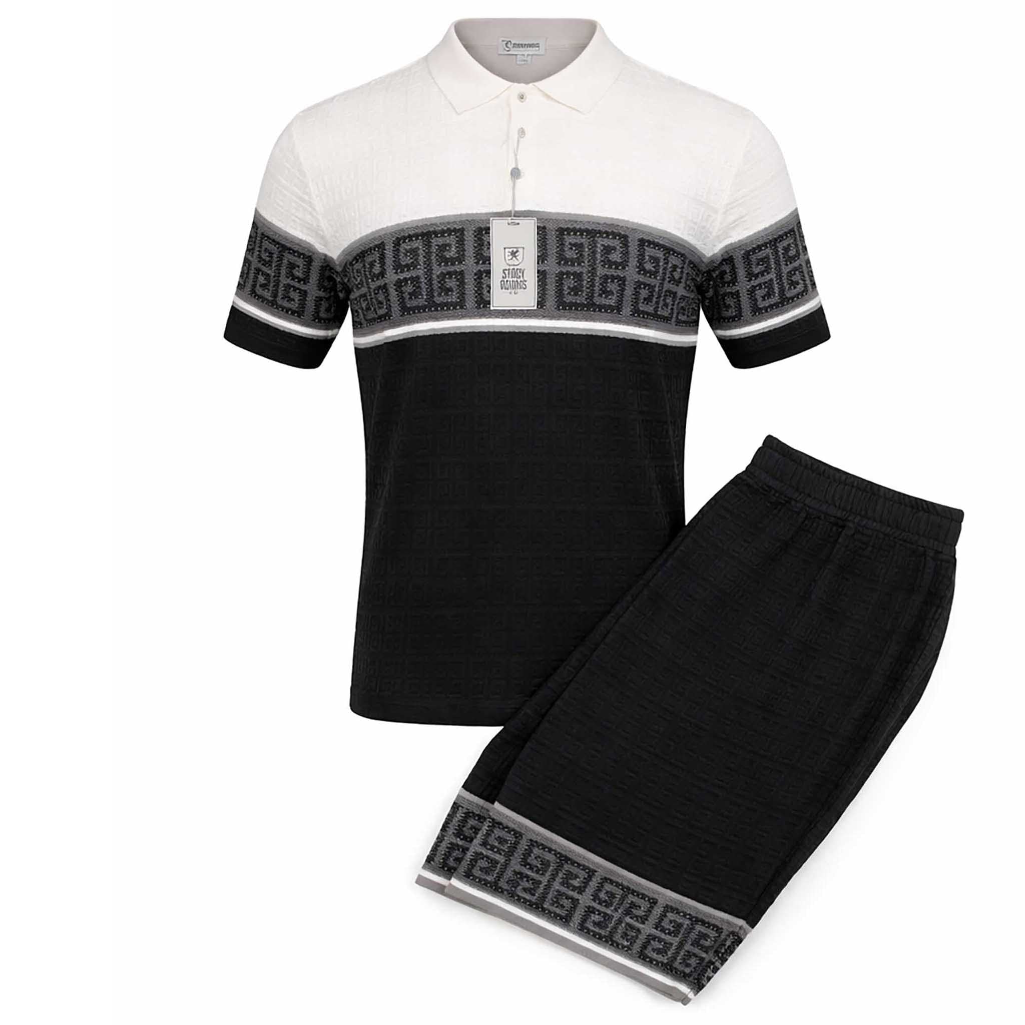 SAFIRE INC.(SILVERSILK) S S T WHITE / MED Stacy Adams Short Sleeve Walking Suit Set 21000