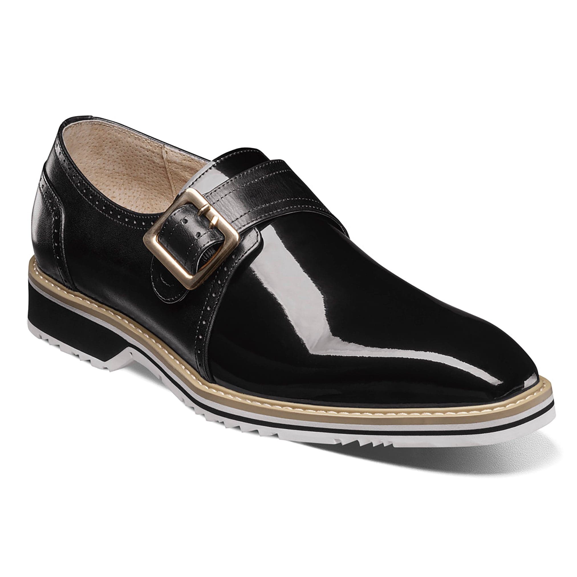 STACY ADAMS SHOE COMPANY F T 001-BLK / 8.5 Bartram Plain Toe Monk Strap/25724