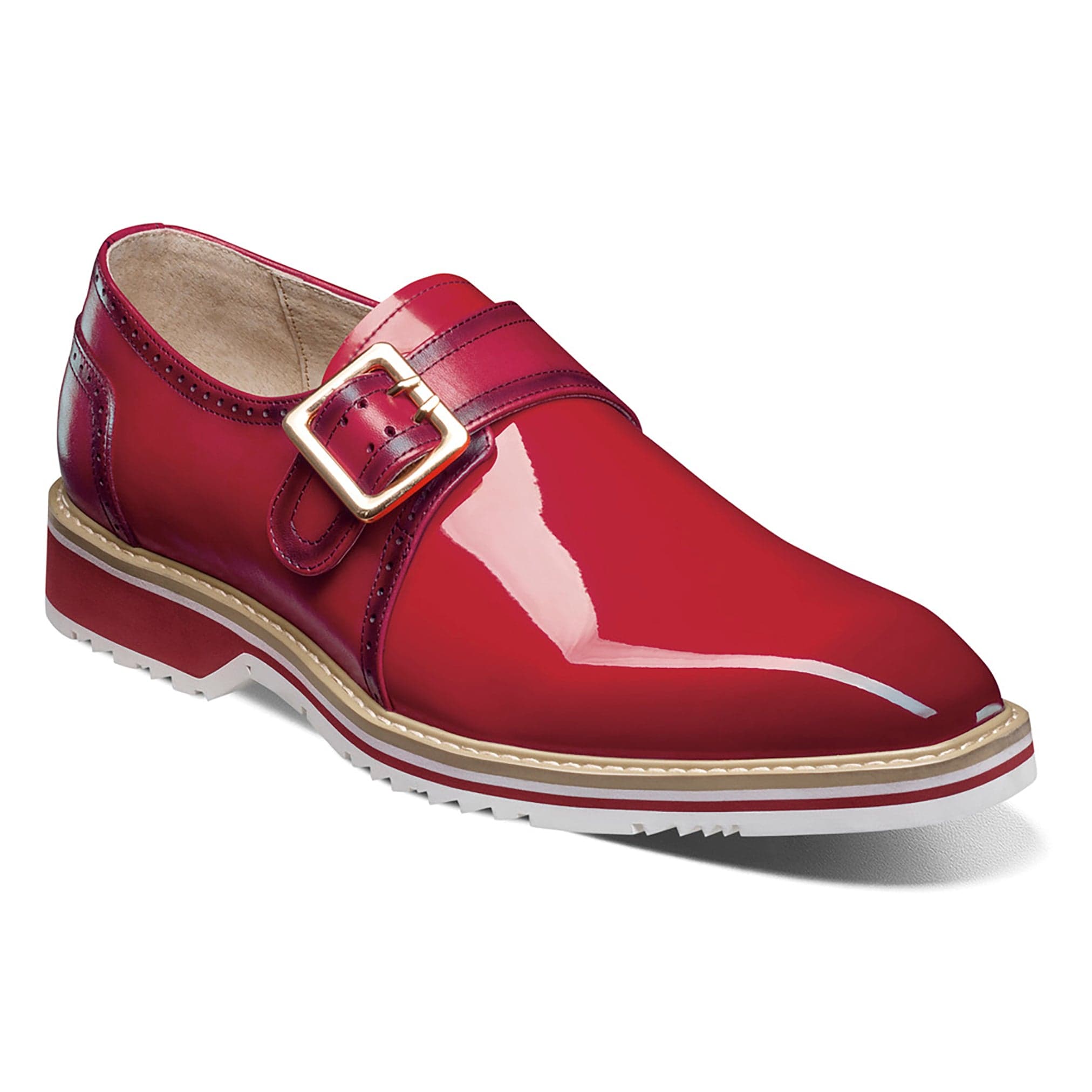STACY ADAMS SHOE COMPANY F T 600-RED / 8.5 Bartram Plain Toe Monk Strap/25724