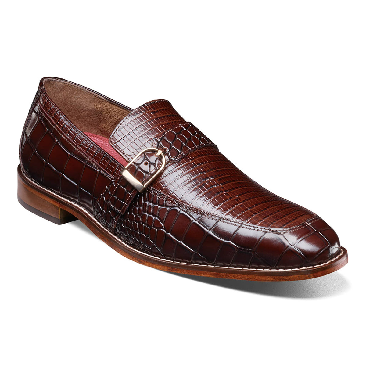 STACY ADAMS SHOE COMPANY F T 200-COGN / 7.0 Stacy Adams RUBIANO Moc Toe Buckle Strap Slip On-25787
