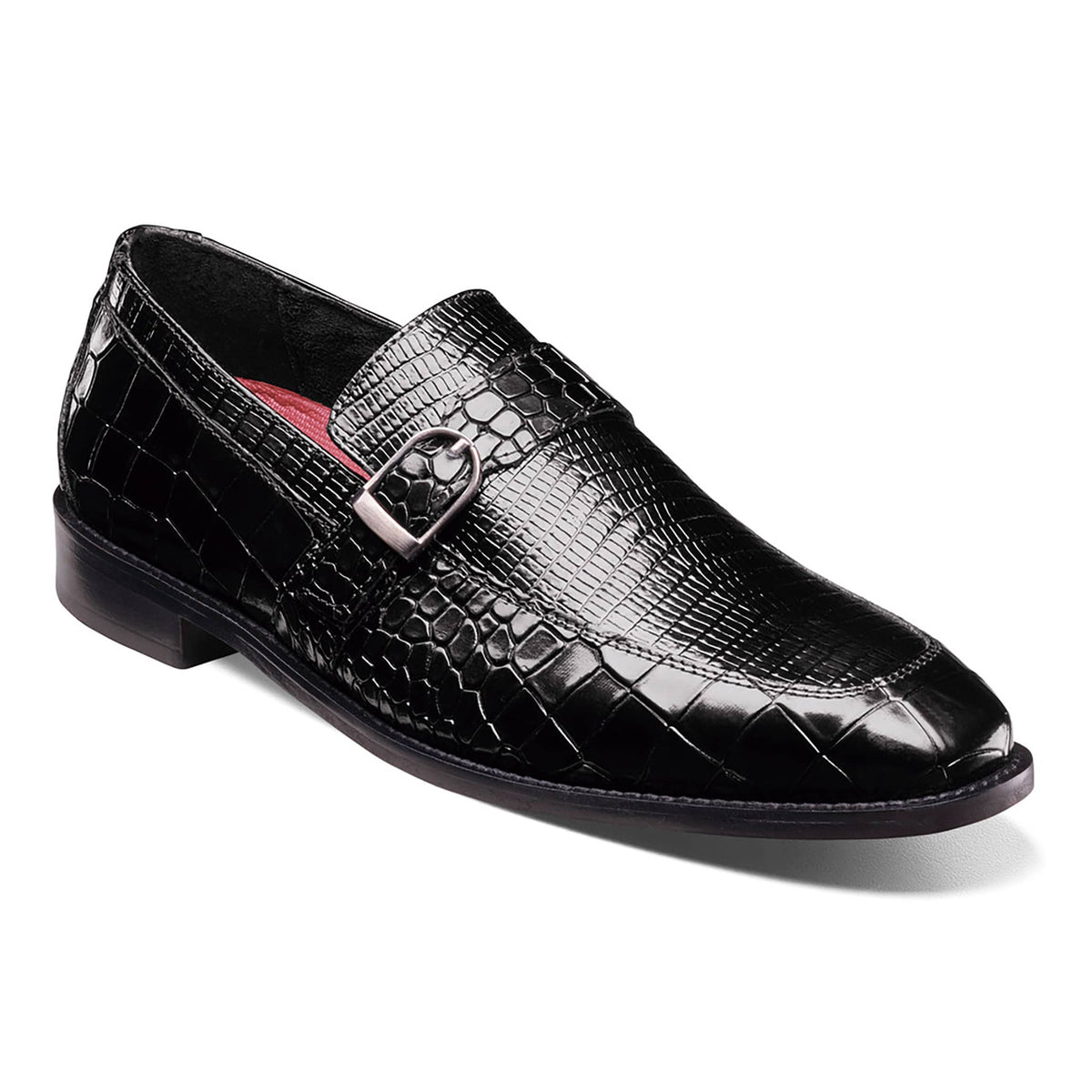 STACY ADAMS SHOE COMPANY F T 01-BLK / 7.0 Stacy Adams RUBIANO Moc Toe Buckle Strap Slip On-25787