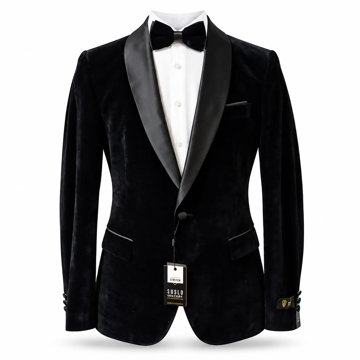 SUSLO COUTURE J C F BLACK / M Suslo Couture Men’s Velvet Tuxedo Jacket- Vsl1602