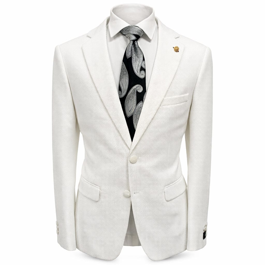 SUSLO COUTURE J C S WHITE / SM SASLU Couture Men’s Textured Blazer – Classic Fit Dress Jacket/Sc601