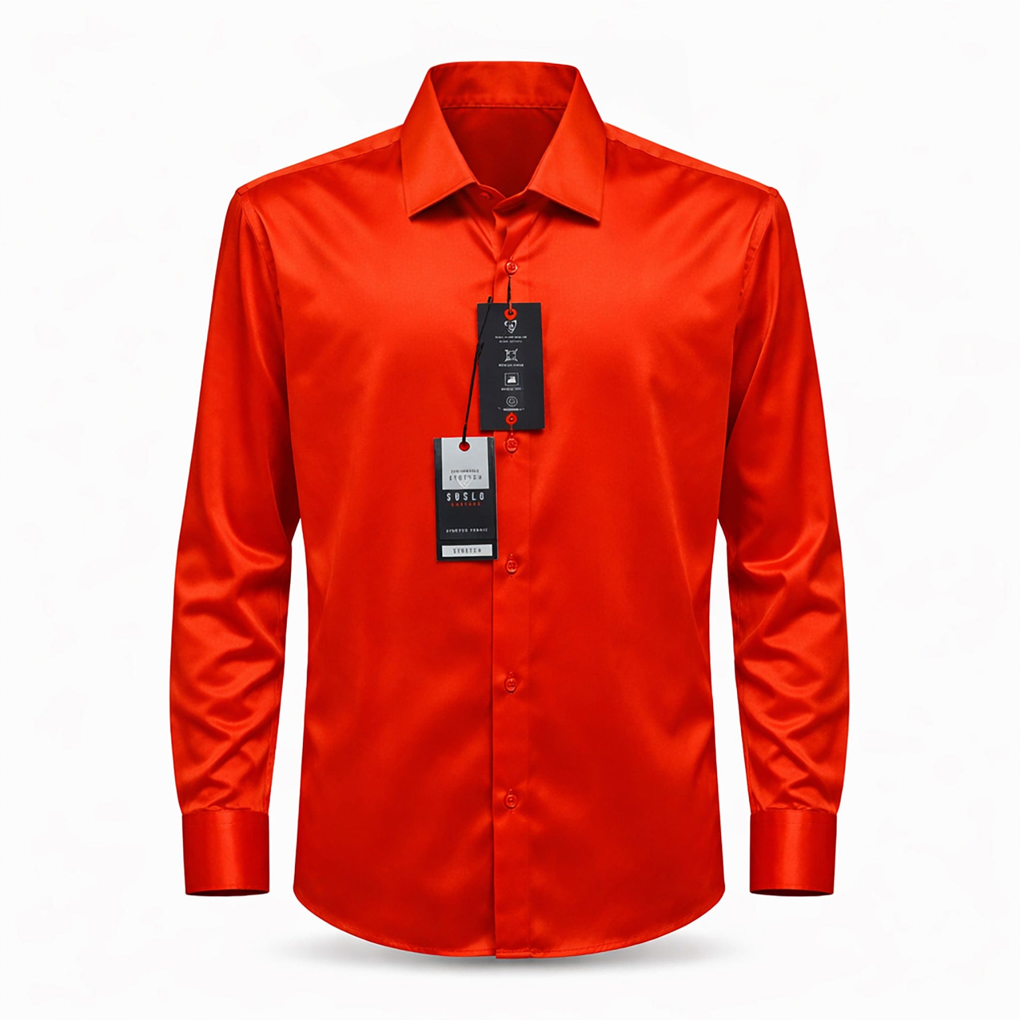 SUSLO COUTURE S A L RED / SM SUSLO Couture Premium Stretch Satin Dress Shirt for Men – Modern Fit/Sc-721