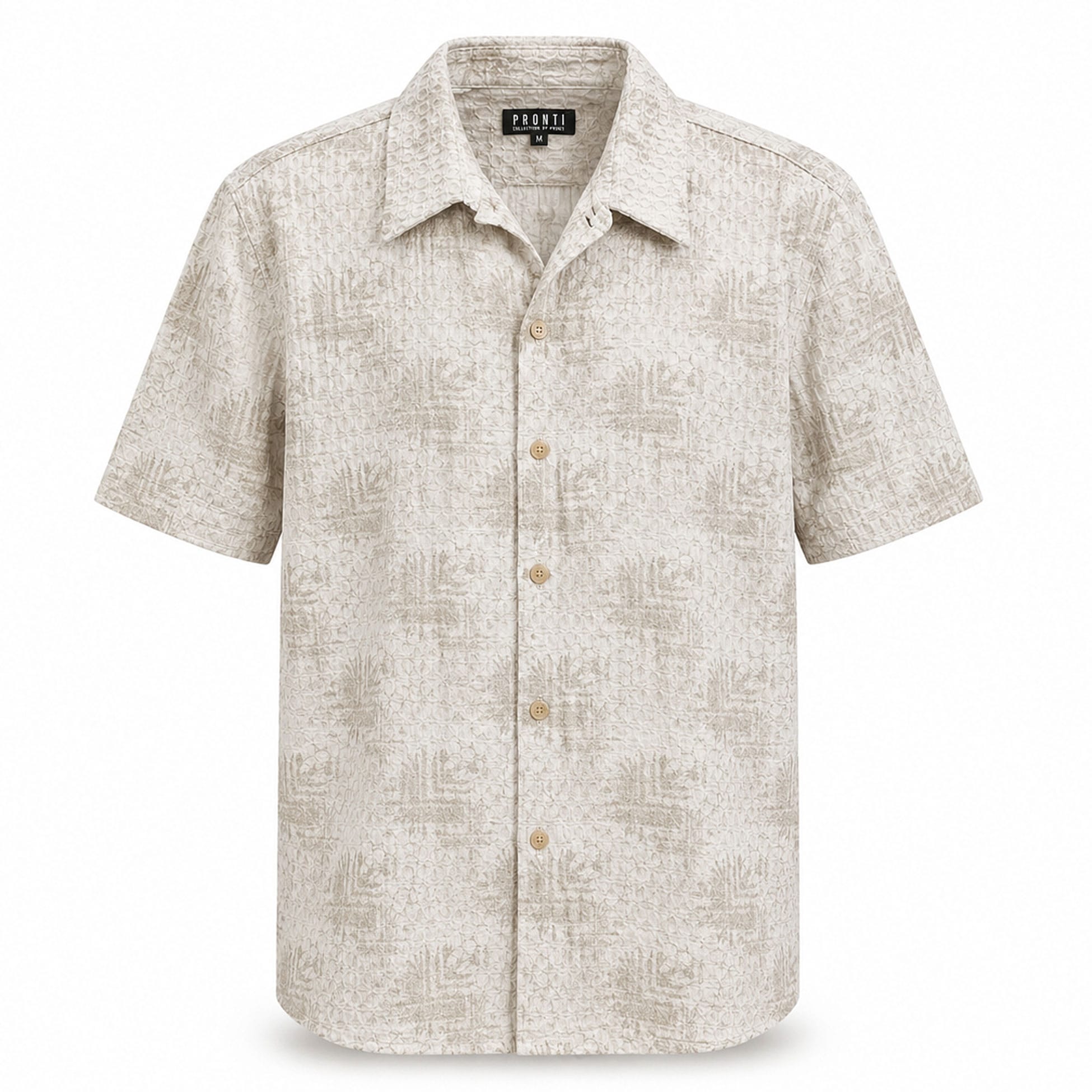 PHITA INTERNATIONAL CORP S A S TAN / MED Pronti Textured Short Sleeve Shirt – Subtle Pattern Design/S1923