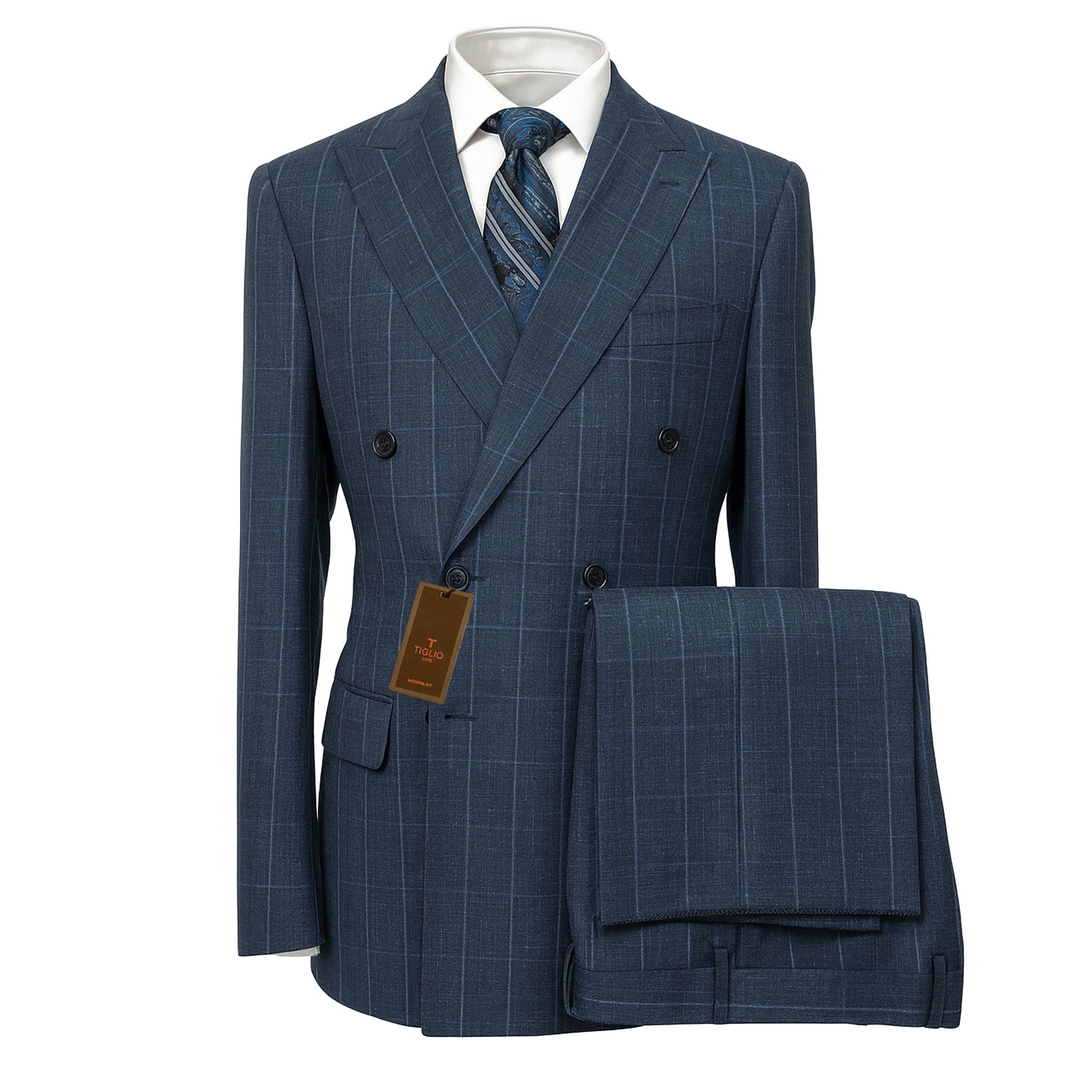 TIGLIO U D TL9134 / 40 REG PISTOIA DOUBLR BREASTED SUIT BY TIGLIO
