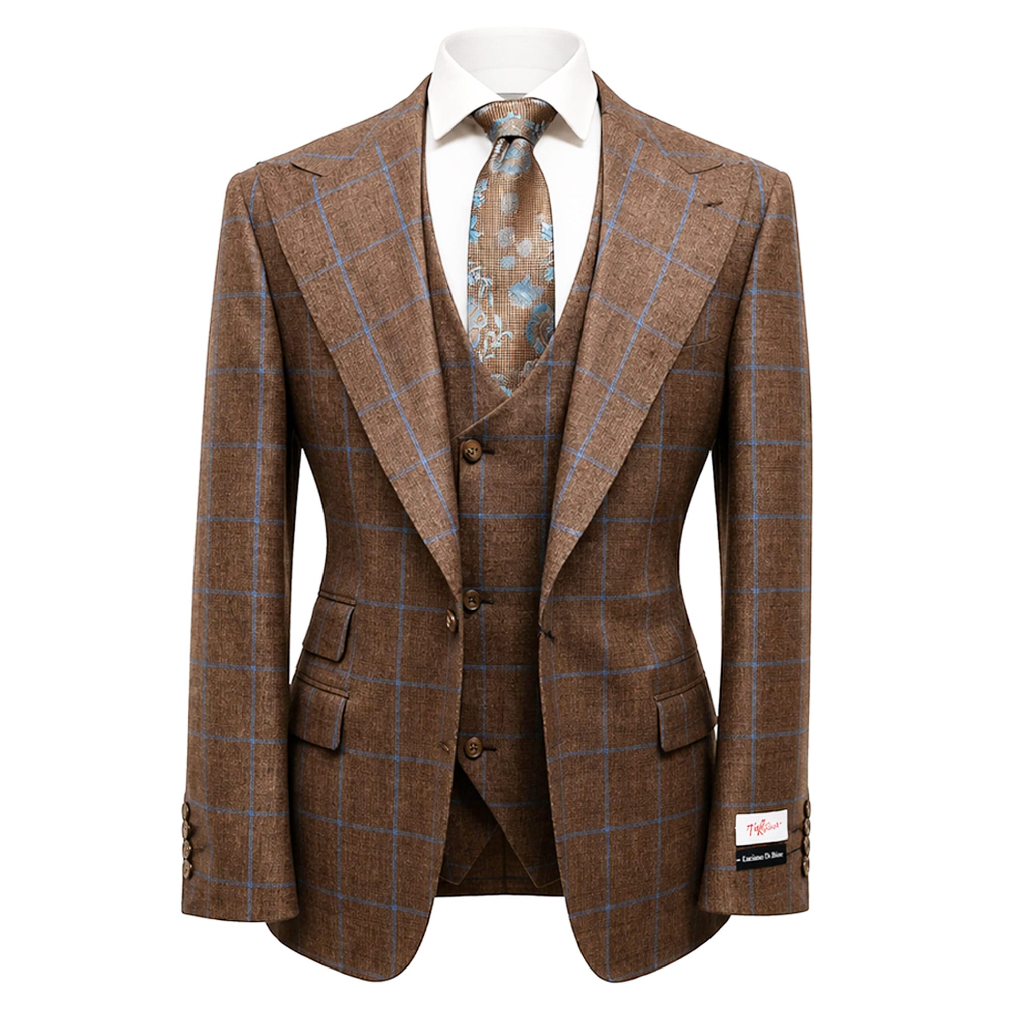 tiglio u sm orvietto by tiglio 3-piece windowpane suit