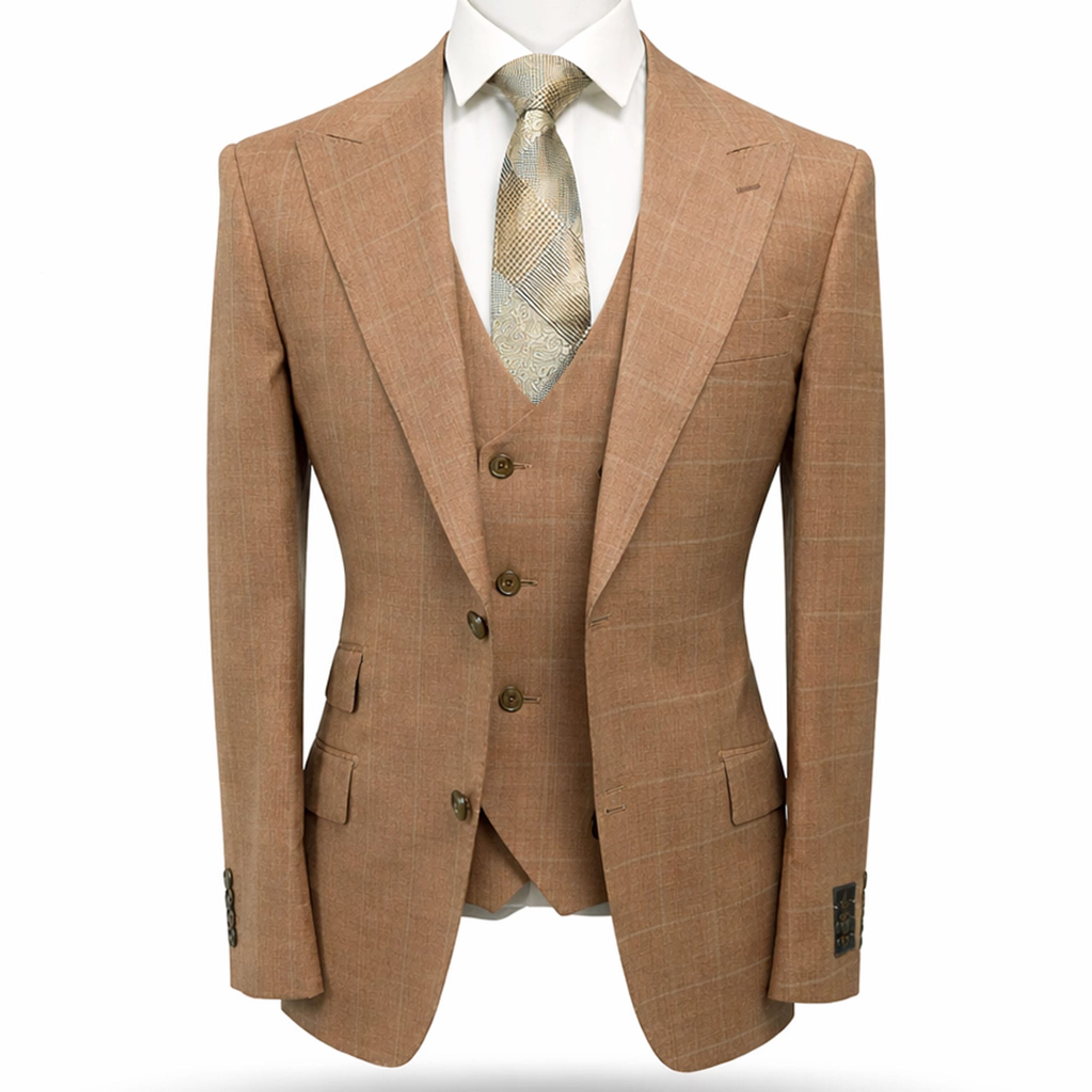 tiglio u sm prosecco by tiglio three-piece modern fit suit with peak lapel and flat front pants