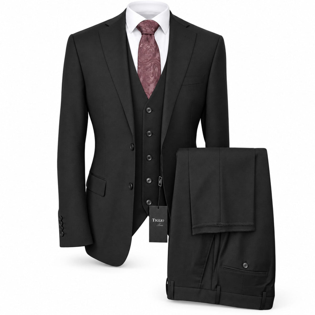 TIGLIO U SM TIG 1001 / 38 REG Tiglio DOLCETTO 3-Piece Suit-Black