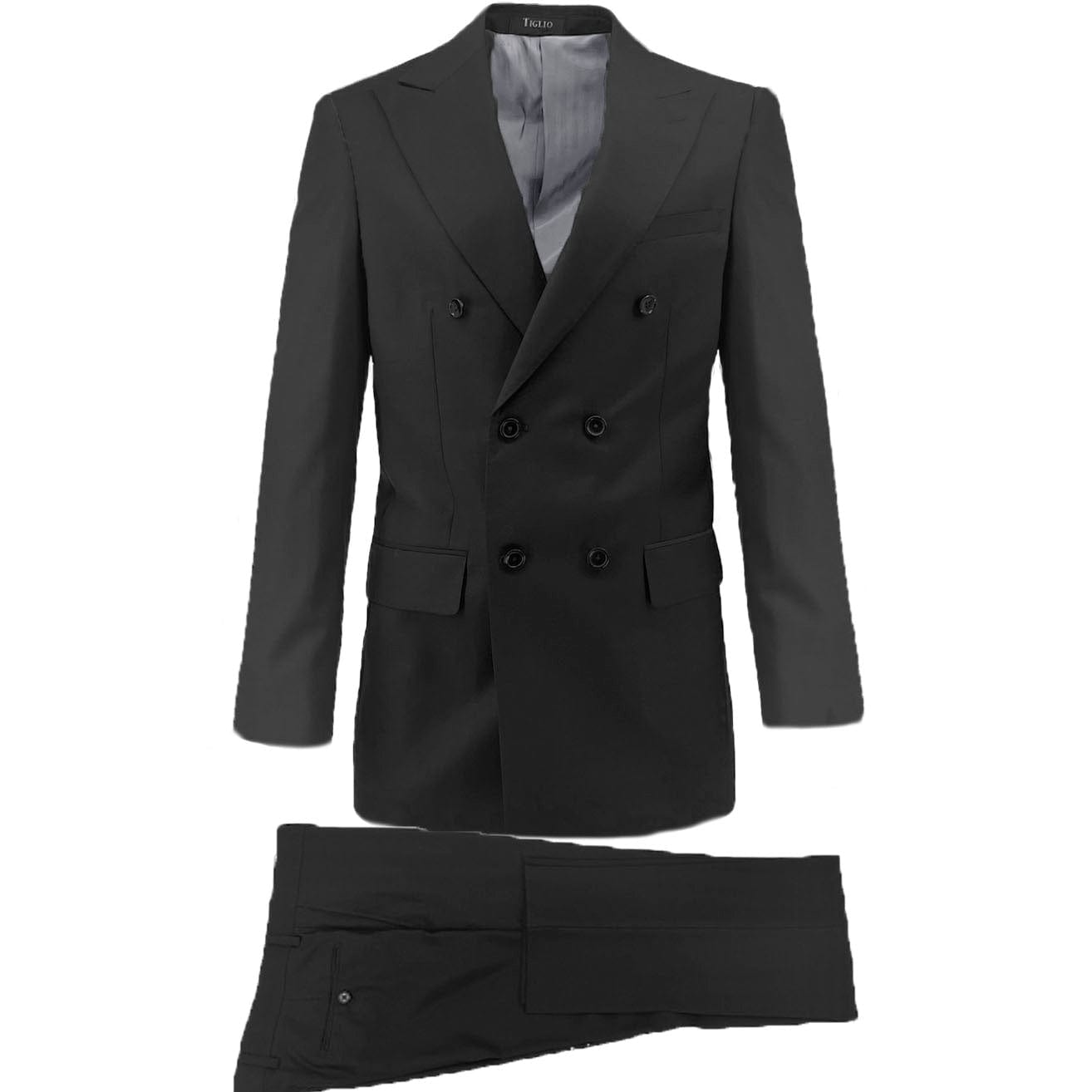 TIGLIO U SM BLACK 1001 / 38 SHORT TIGLIO LUXE / PISTOIA DOUBLE BREASTED MODERN FIT SUIT