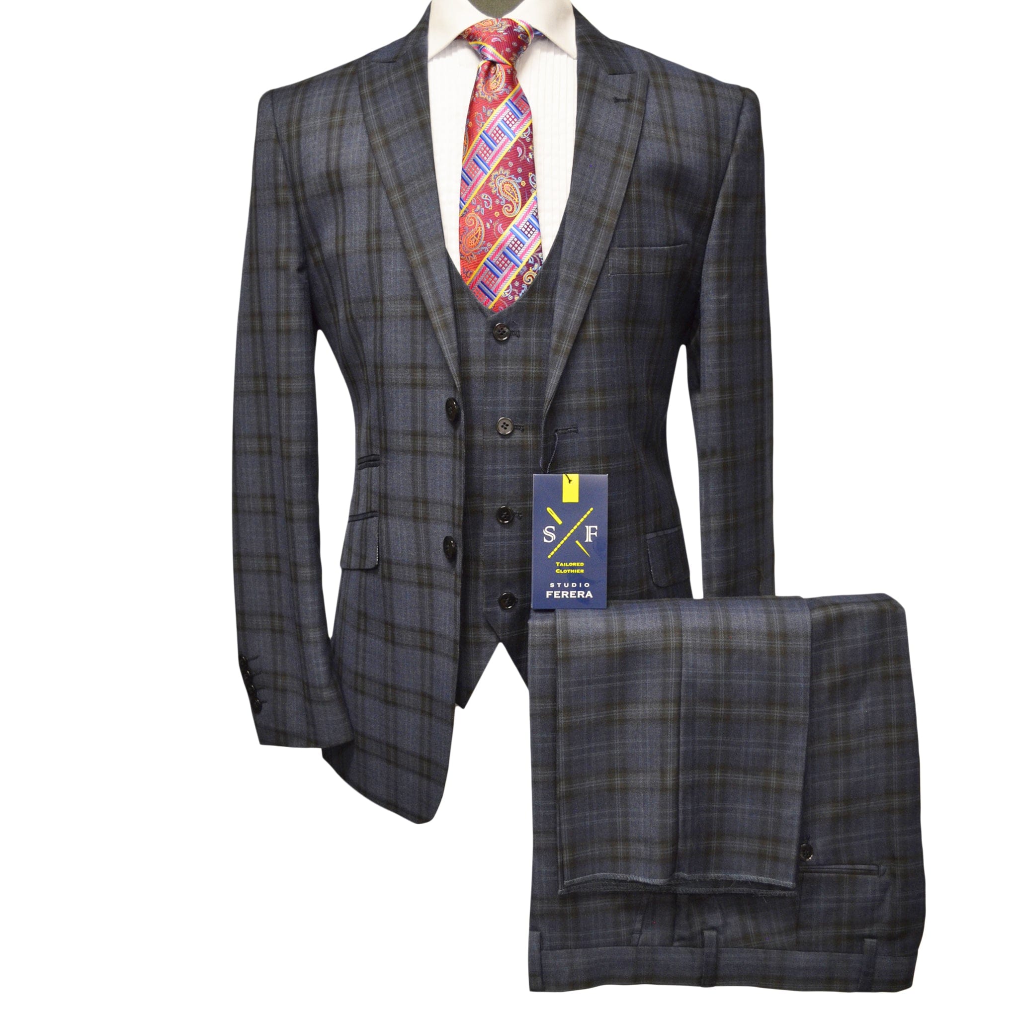 VITAL FASHION GROUP U S 772-GREY / 40 REG STUDIO FERERA VESTED SUIT/SUIT-30