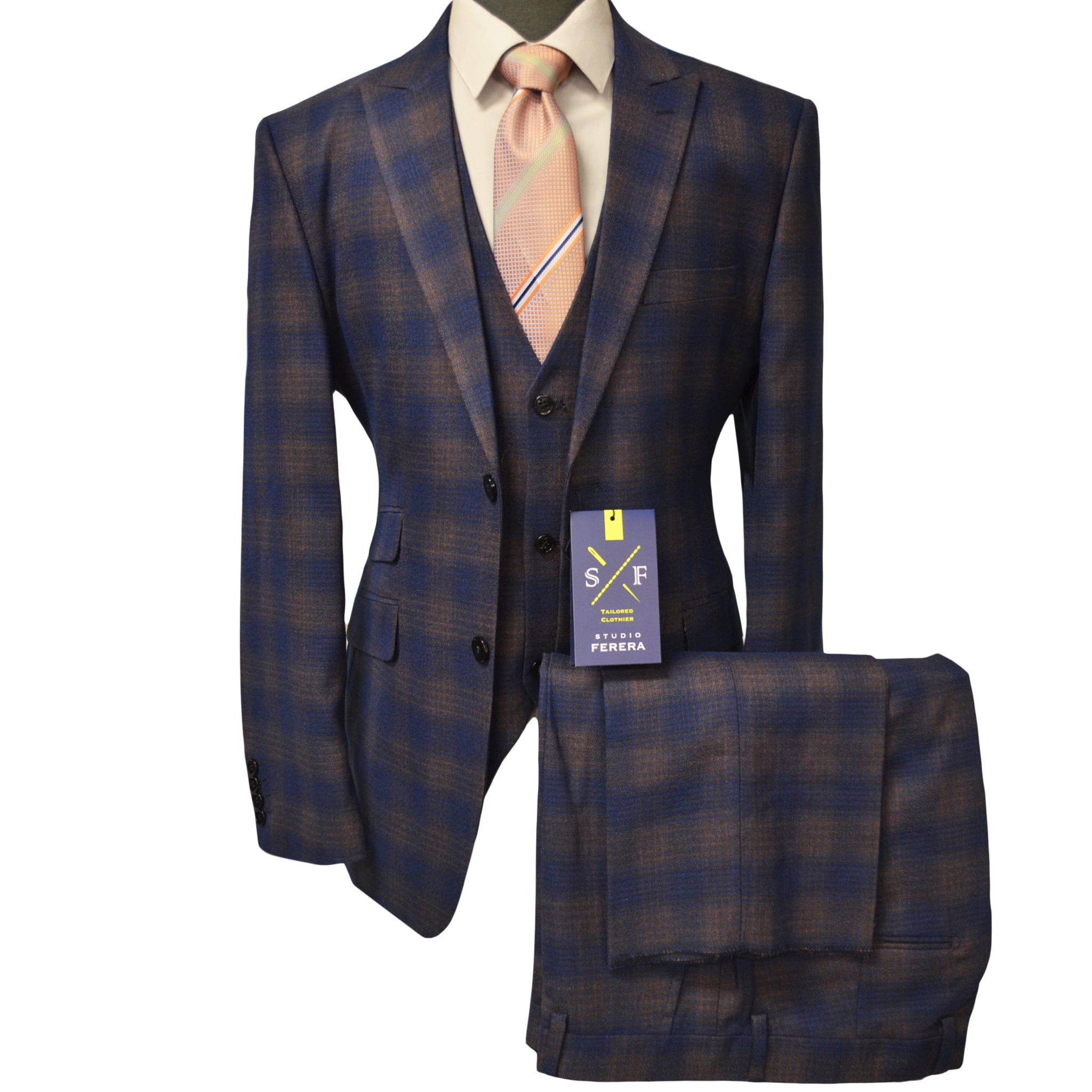 VITAL FASHION GROUP U S 872-BRWN / 40 REG STUDIO FERERA VESTED SUIT/SUIT-30