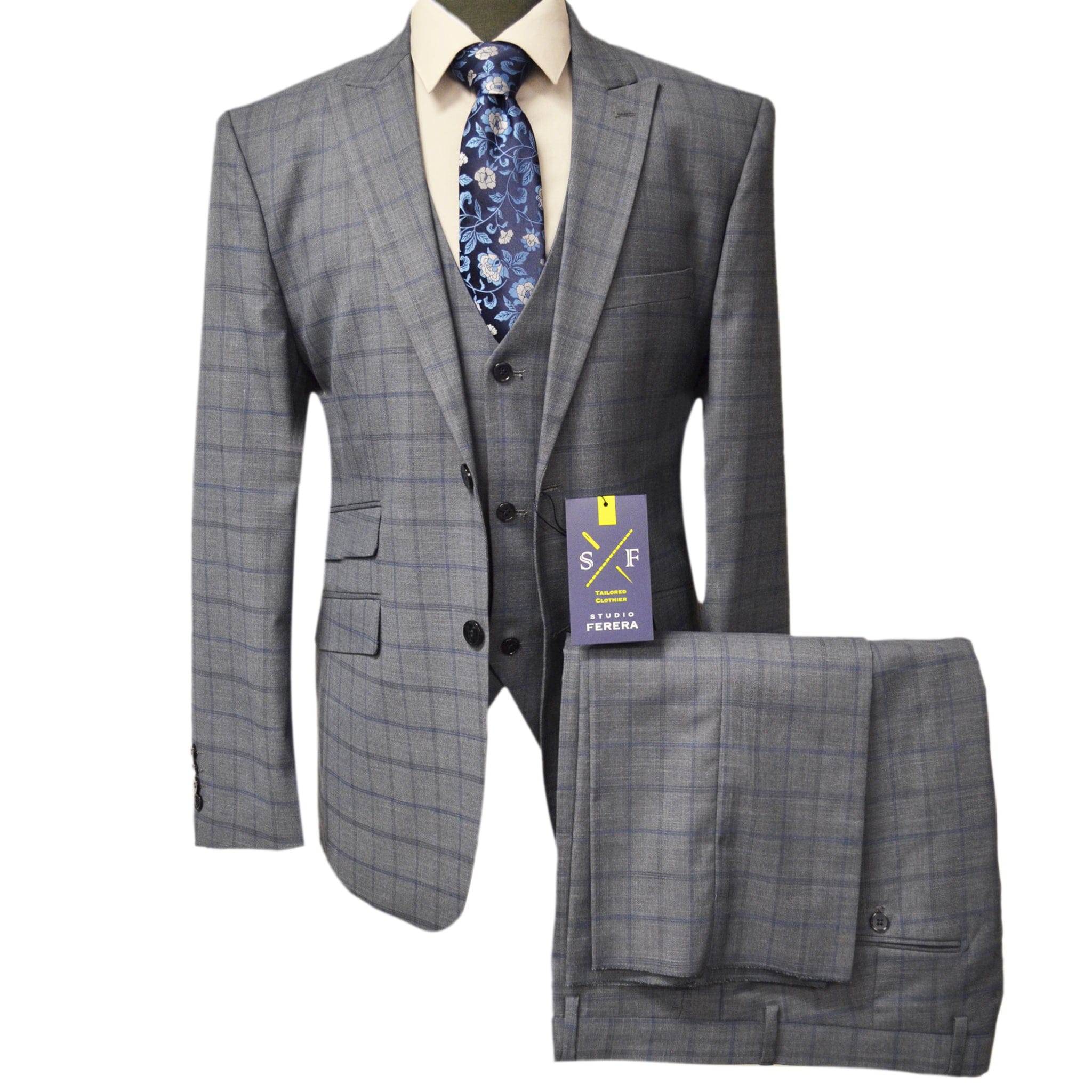 VITAL FASHION GROUP U S 862-GREY / 40 REG STUDIO FERERA VESTED SUIT/SUIT-30