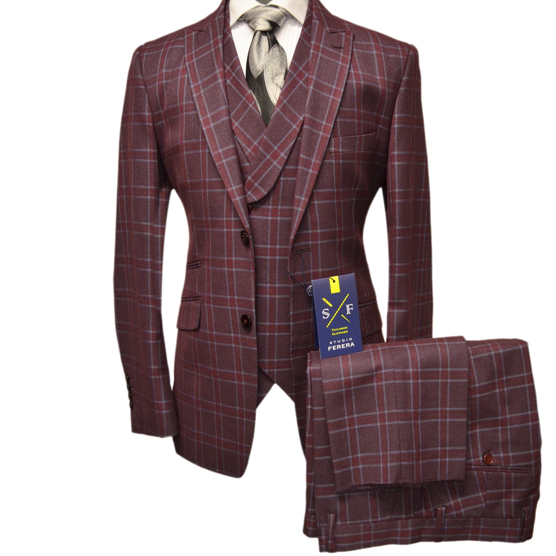 VITAL FASHION GROUP U S 742-PLUM / 40 REG STUDIO FERERA VESTED SUIT/SUIT-30