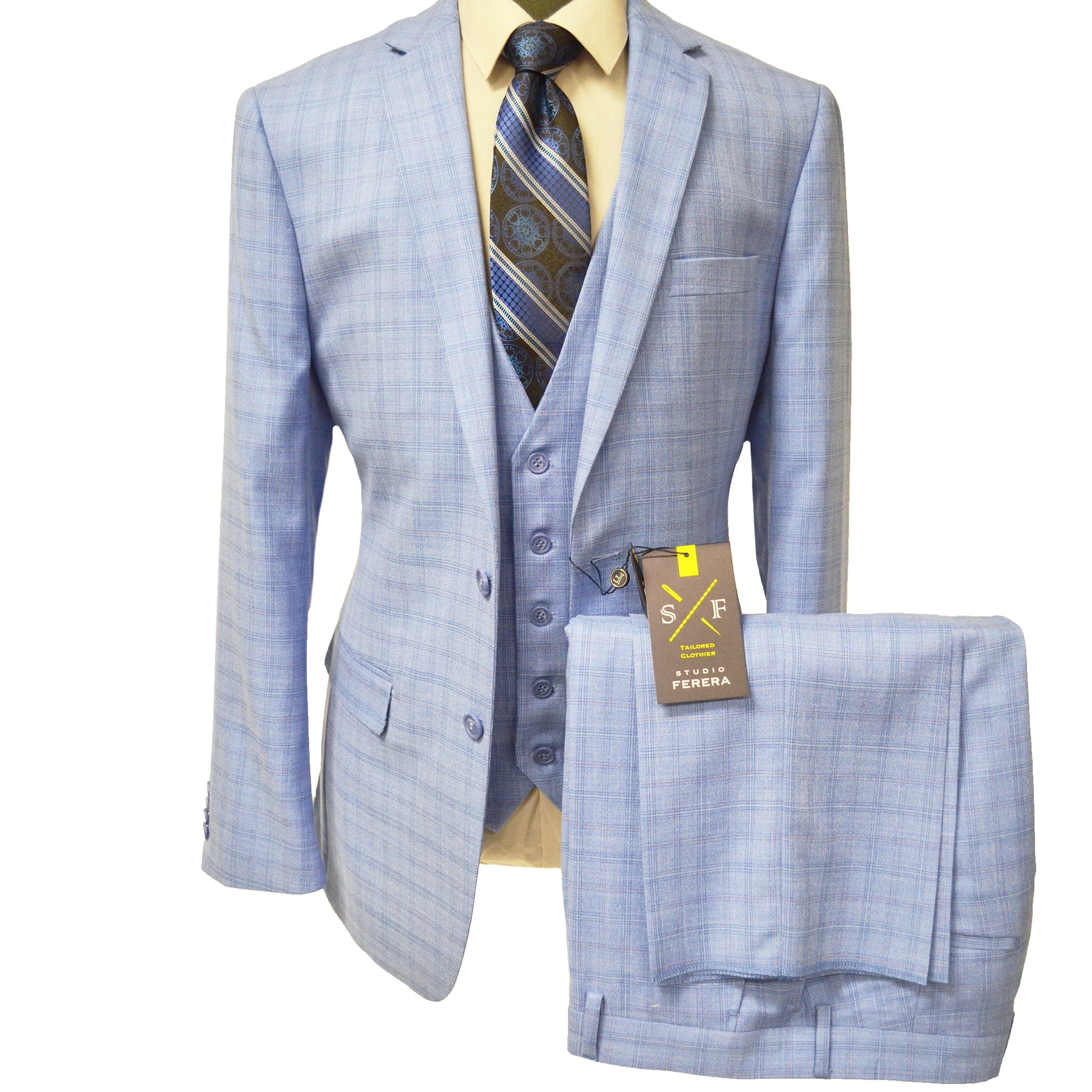 VITAL FASHION GROUP U SM BLUE / 40 REG STUDIO FERERA SPRING SUIT/30902