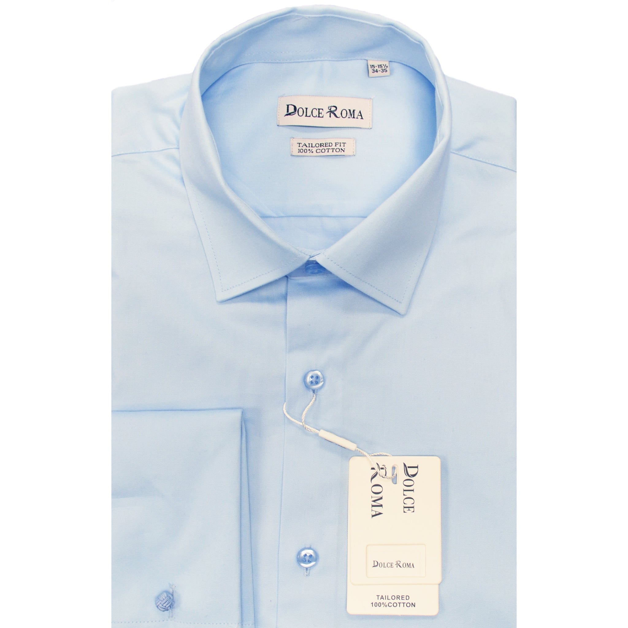 B.S.D TRADING COMPANY S CF L.BL 4/5 / 15.5 DOLCE ROMA 100%COTTON FRENCH CUFF/Ds-369