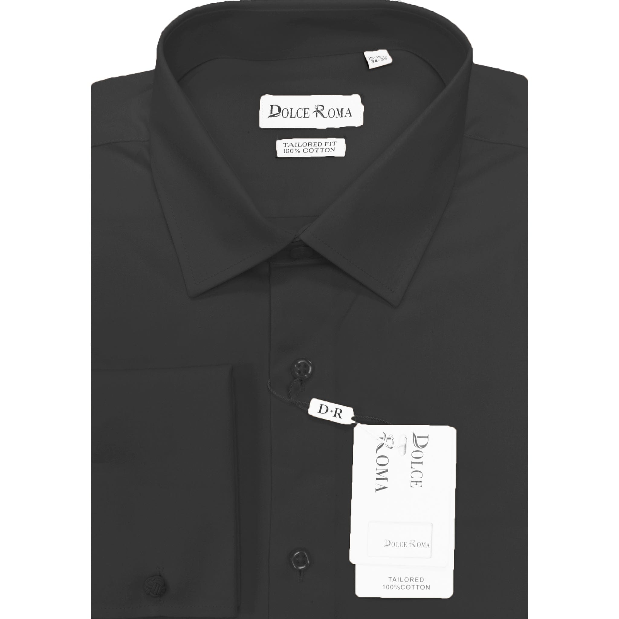 B.S.D TRADING COMPANY S CF BLK 4/5 / 15.5 DOLCE ROMA 100%COTTON FRENCH CUFF/Ds-369