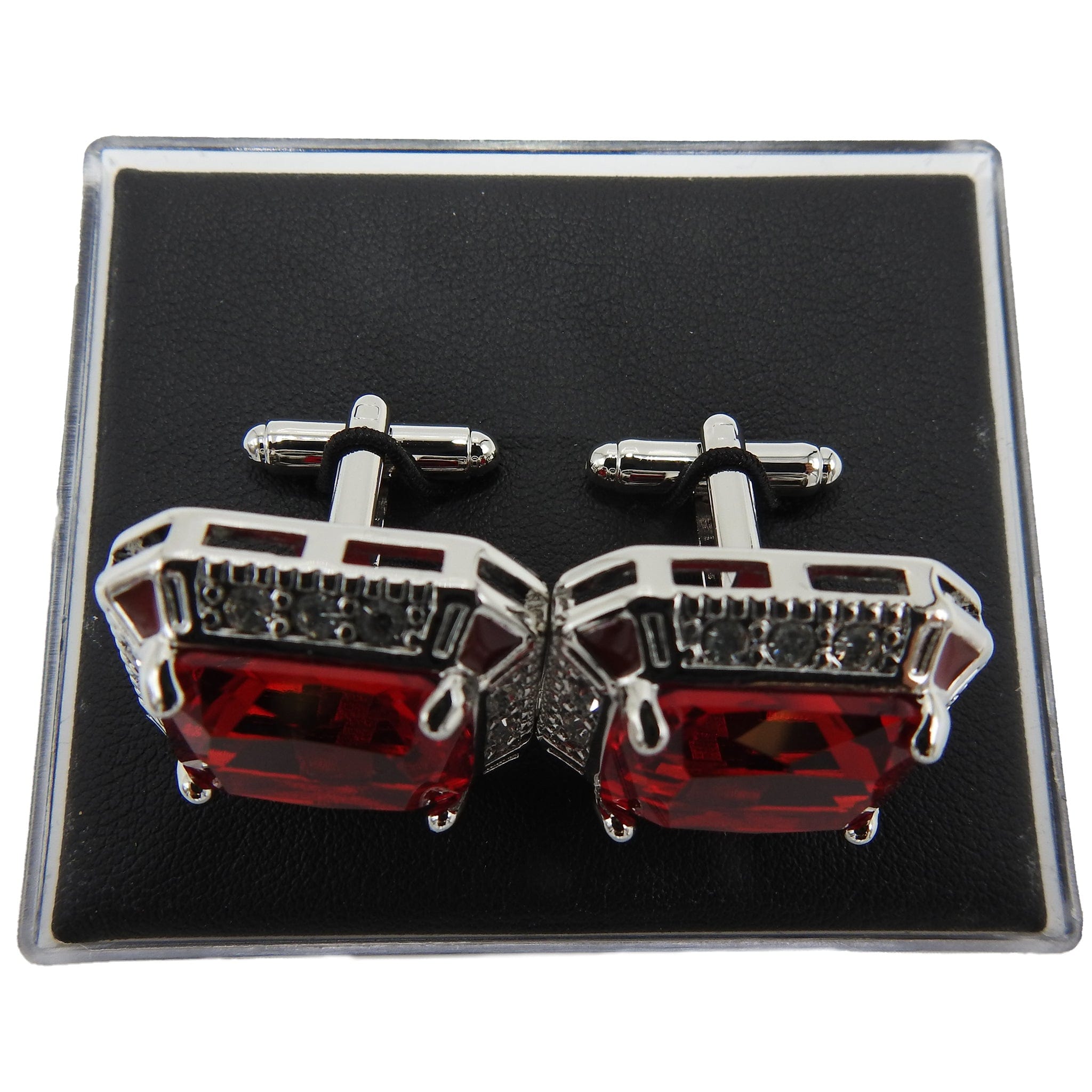 CUFFLINKS AC RED STONE CUFFLINKS