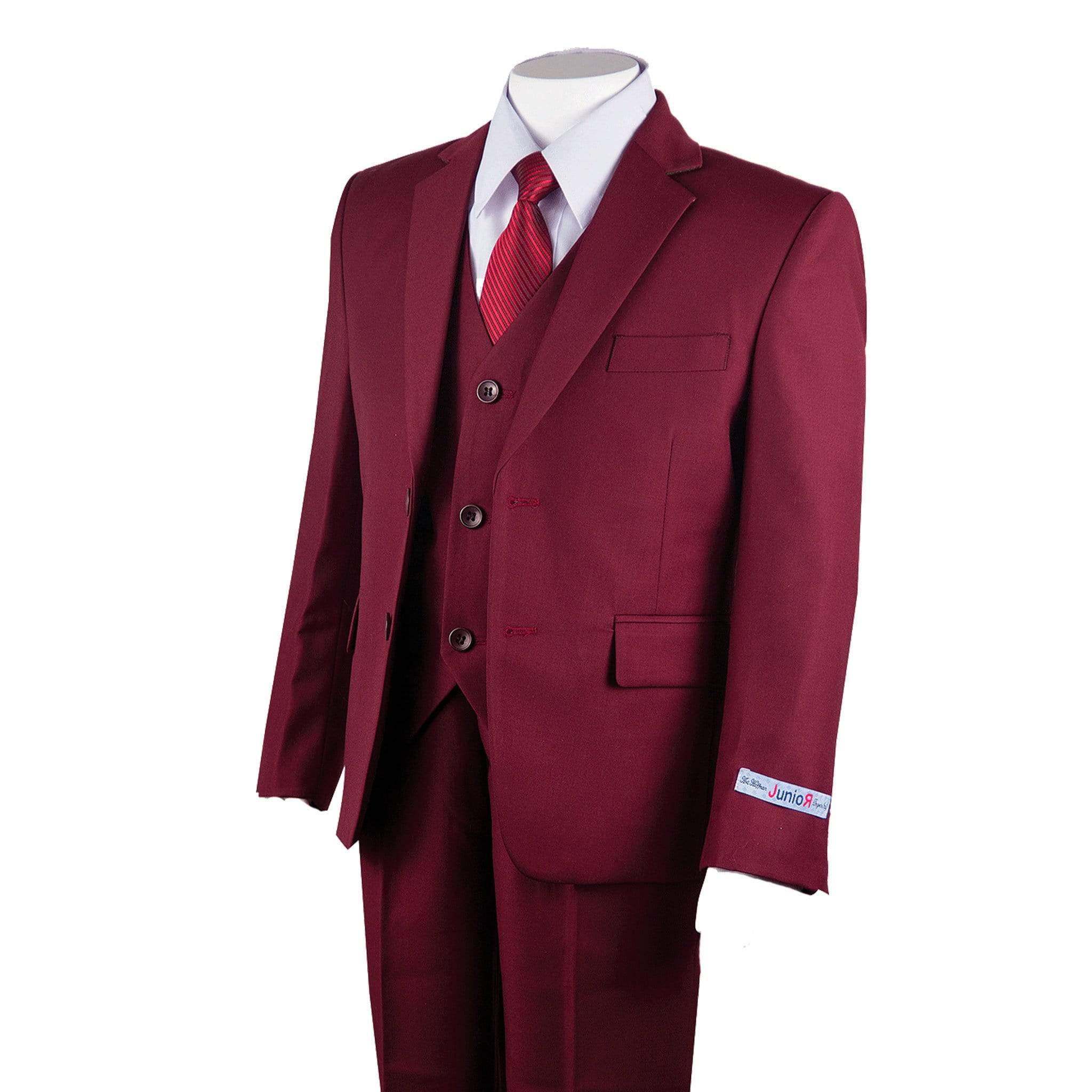 KNY MENSWEAR, INC. U SB BURGUNDY / 4 JUNIOR BOYS 5 PIECE SUIT B-160