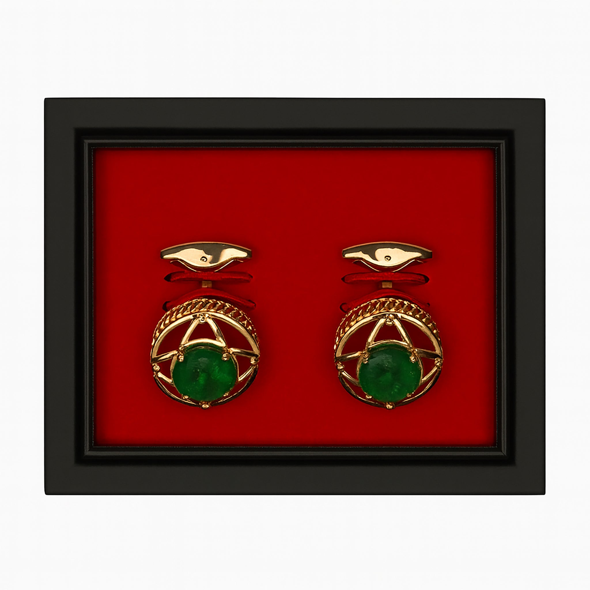 Golden& Emerald Star Emblem Cufflinks