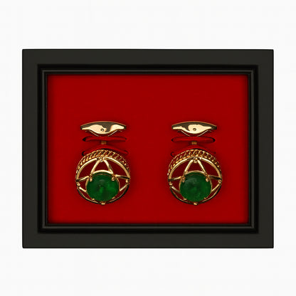 Golden& Emerald Star Emblem Cufflinks