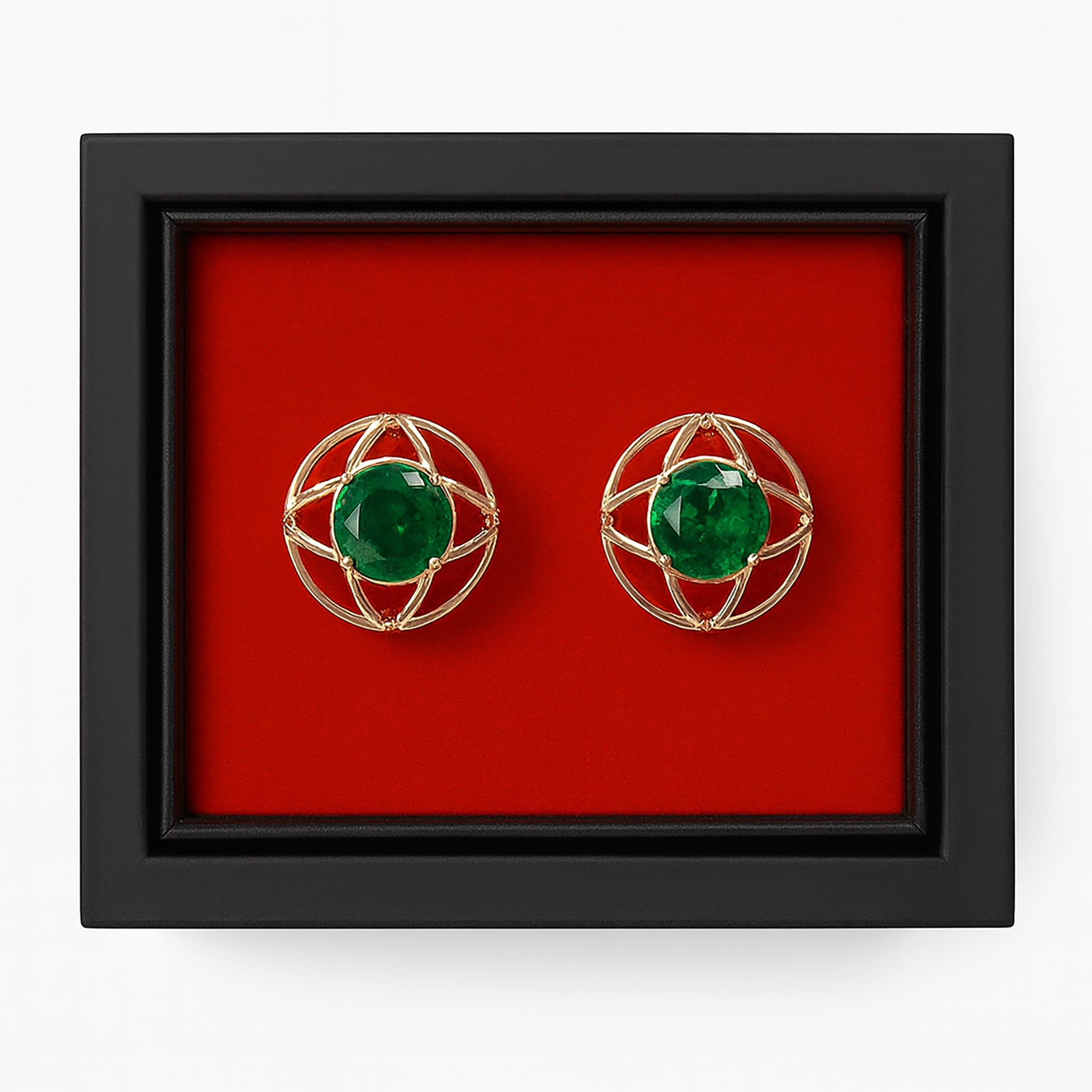 Golden& Emerald Star Emblem Cufflinks