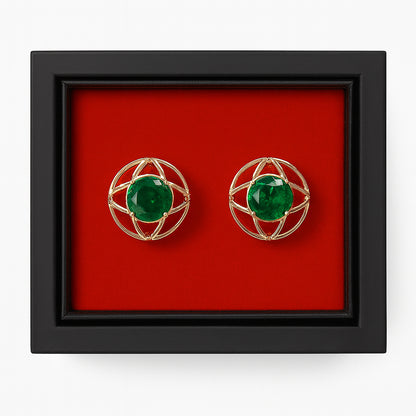 Golden& Emerald Star Emblem Cufflinks