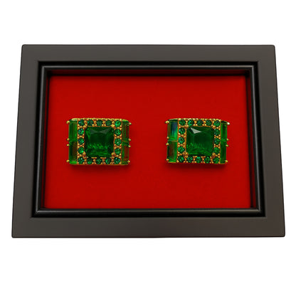 Emerald Green & Gold Statement Cufflinks