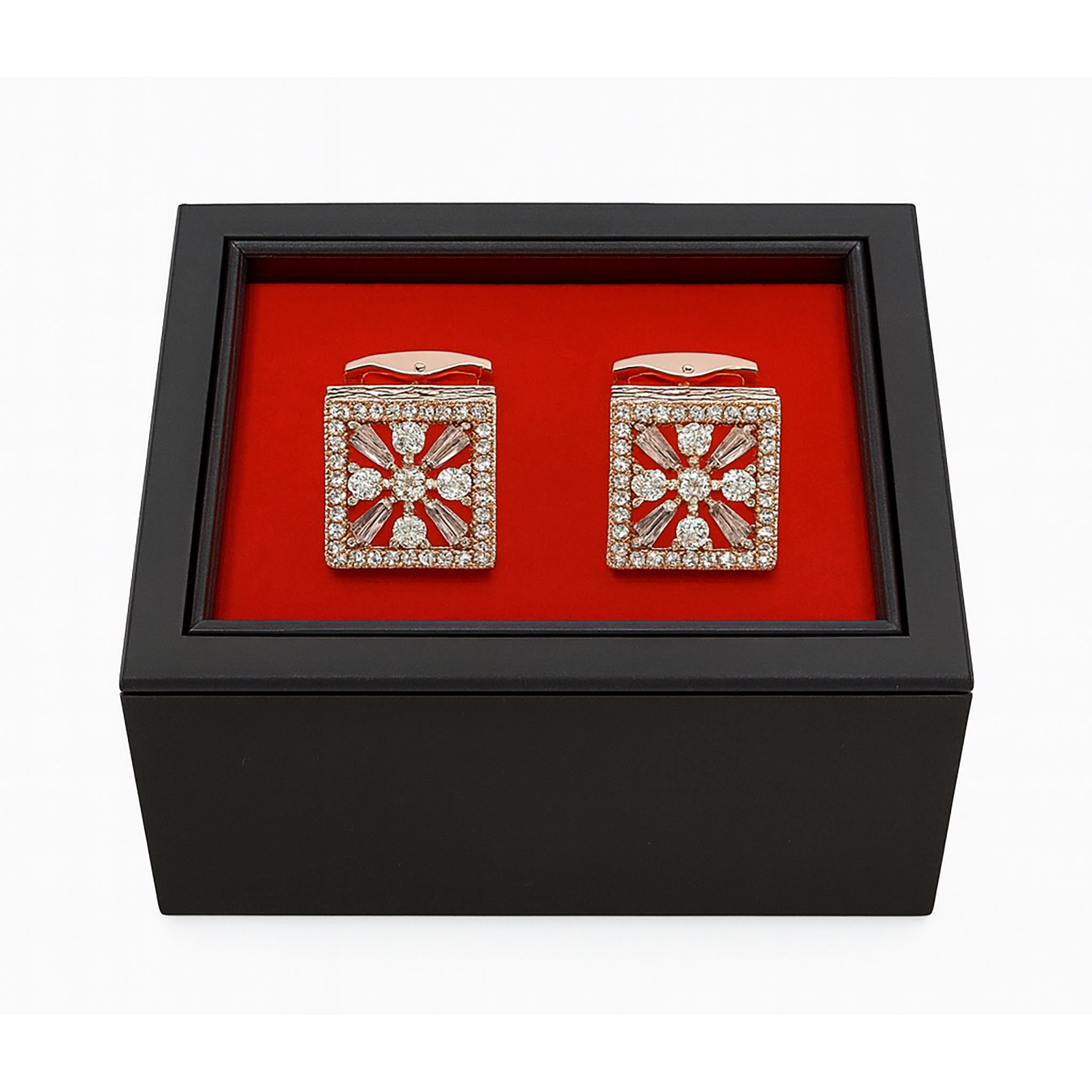 Gold & Diamond-Inspired Square Cufflinks