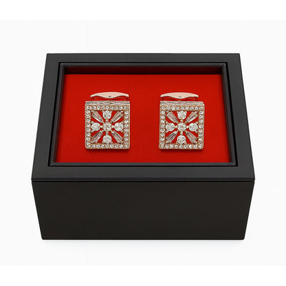 Gold & Diamond-Inspired Square Cufflinks