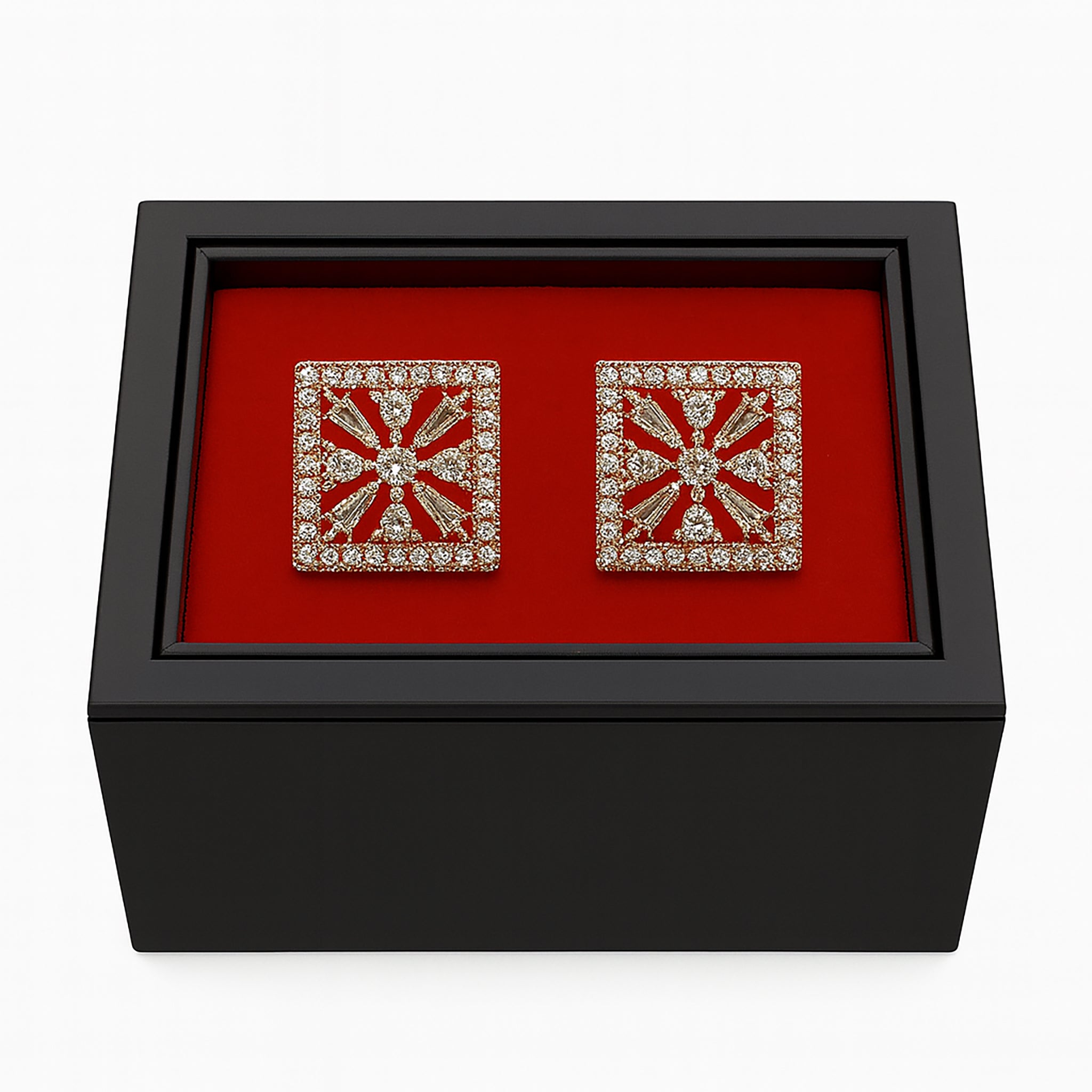 Gold & Diamond-Inspired Square Cufflinks