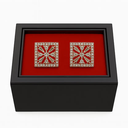 Gold & Diamond-Inspired Square Cufflinks